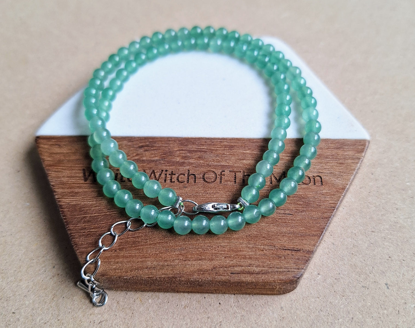 Green Aventurine 4mm bead choker necklace good luck