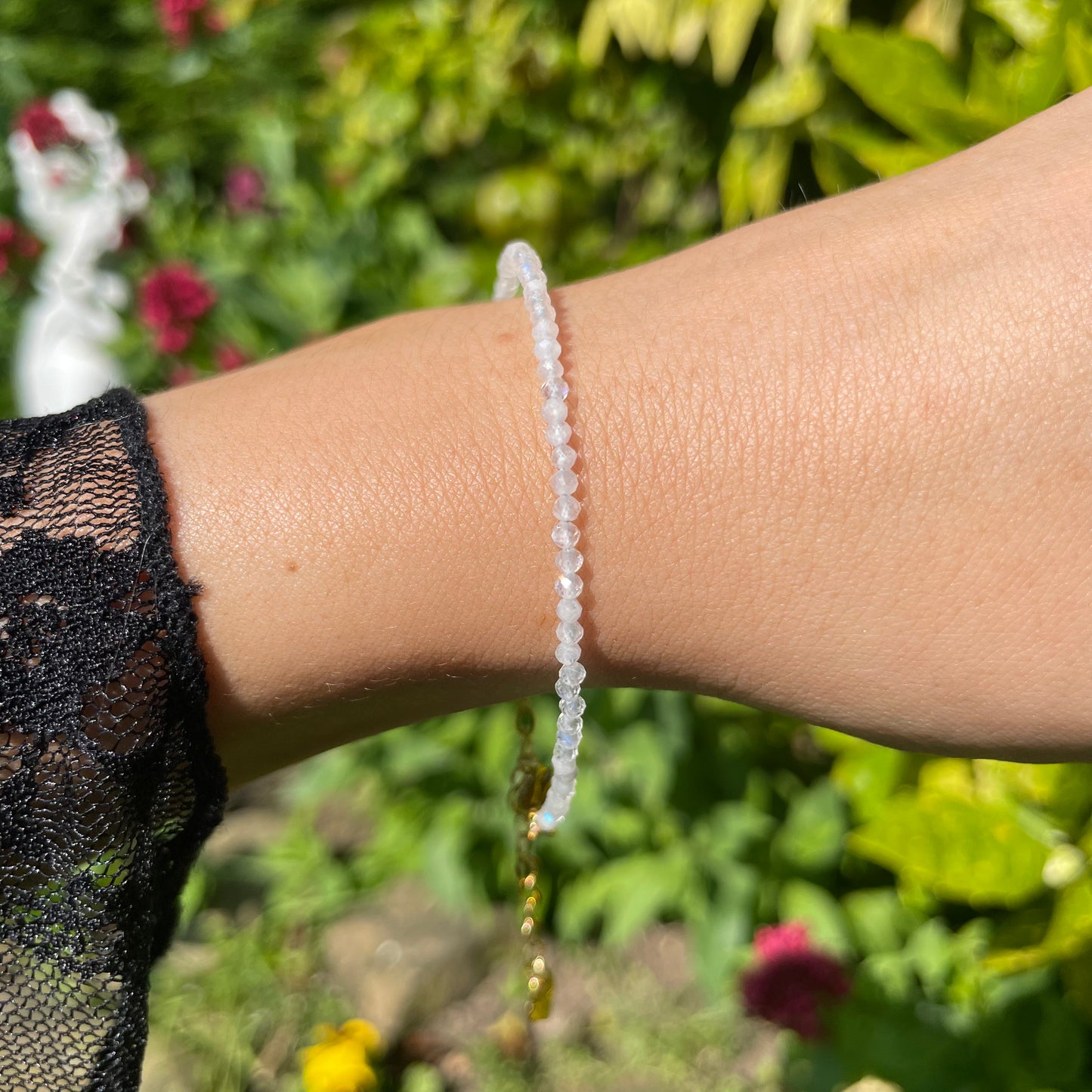 White Moonstone Adjustable Minimalist Bracelet