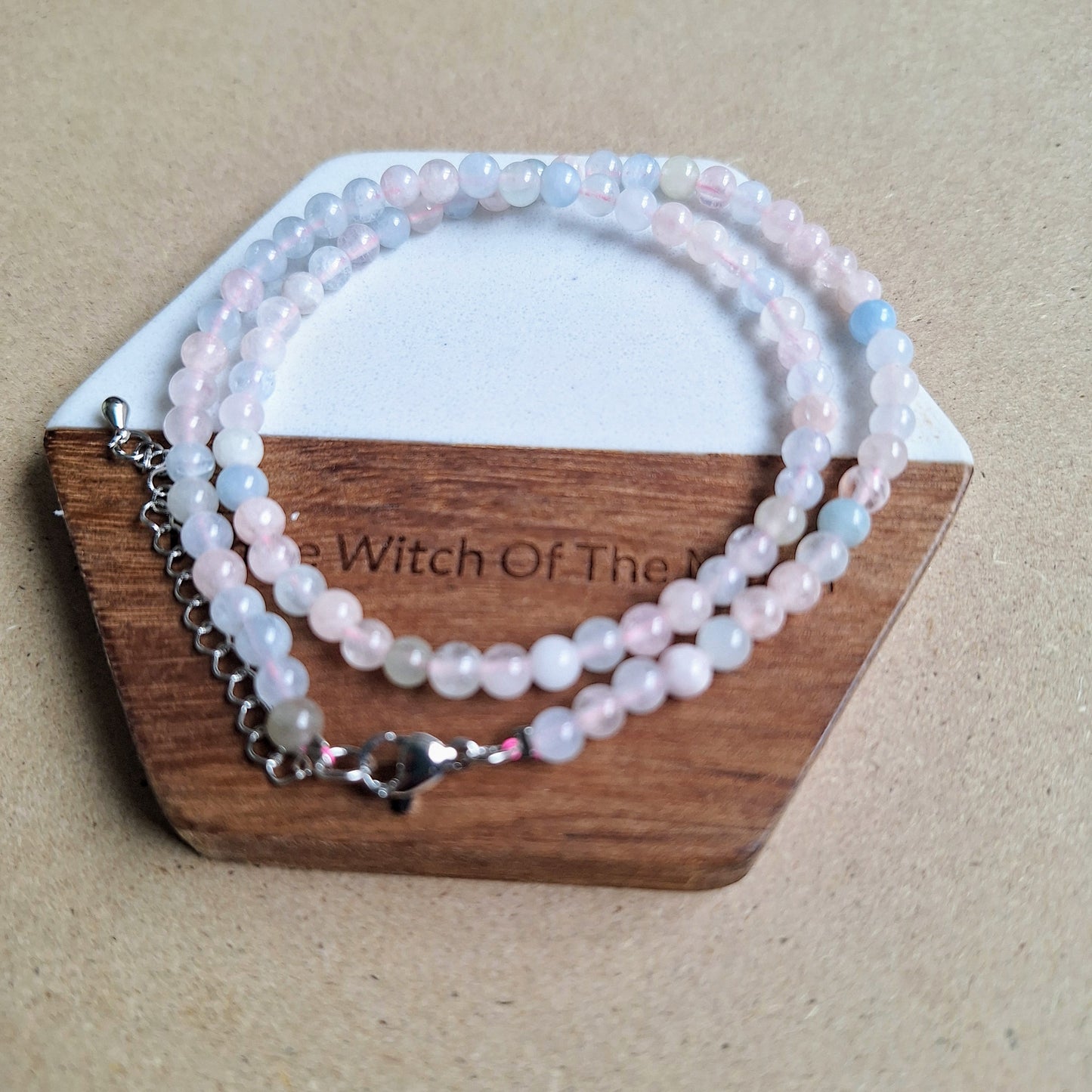 Morganite 4mm choker necklace crystal healing