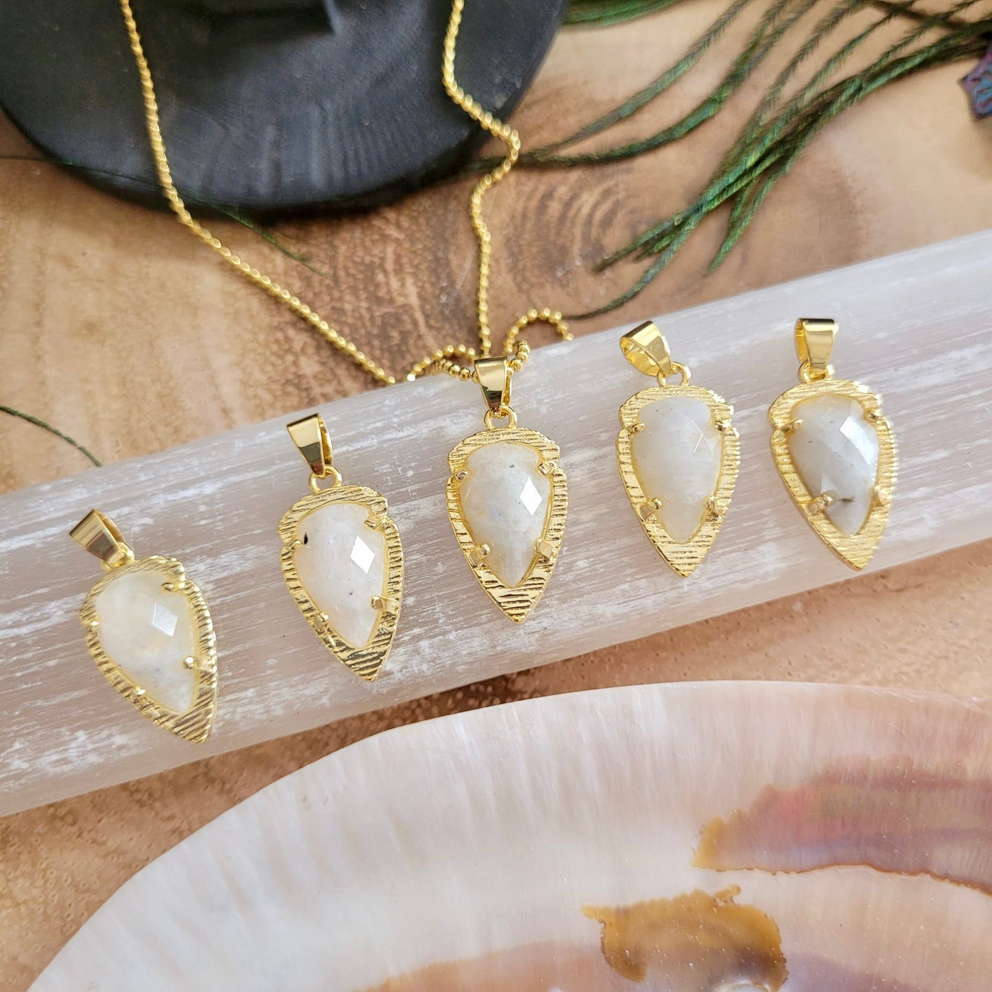 Moonstone Arrow Minimalist Necklace