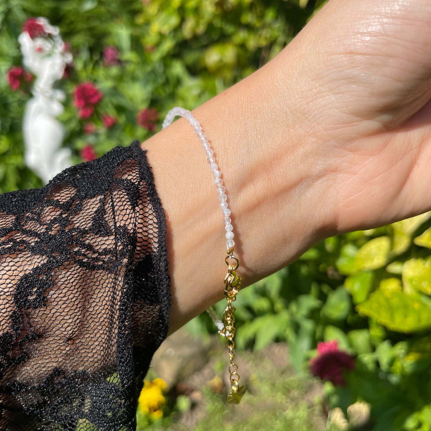 White Moonstone Adjustable Minimalist Bracelet