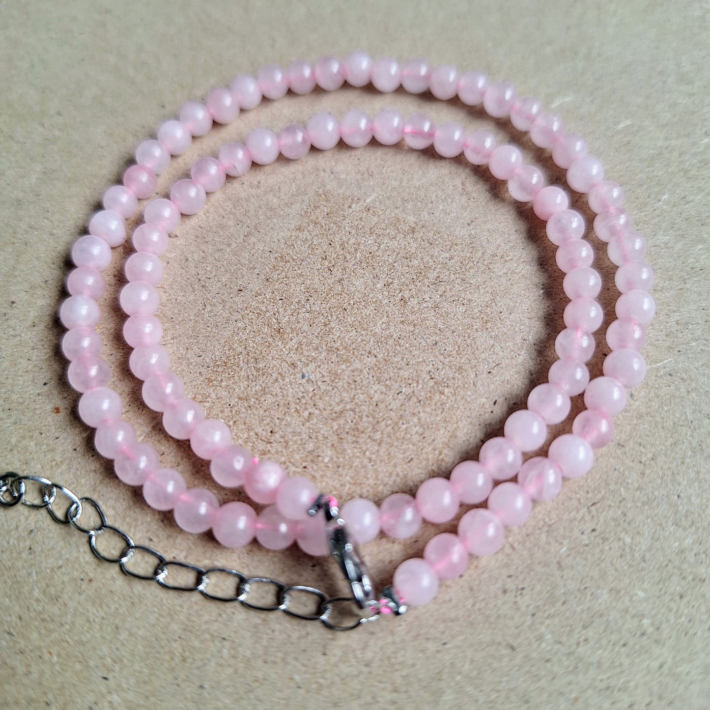 Rose quartz choker or elastic bracelet 4mm beads