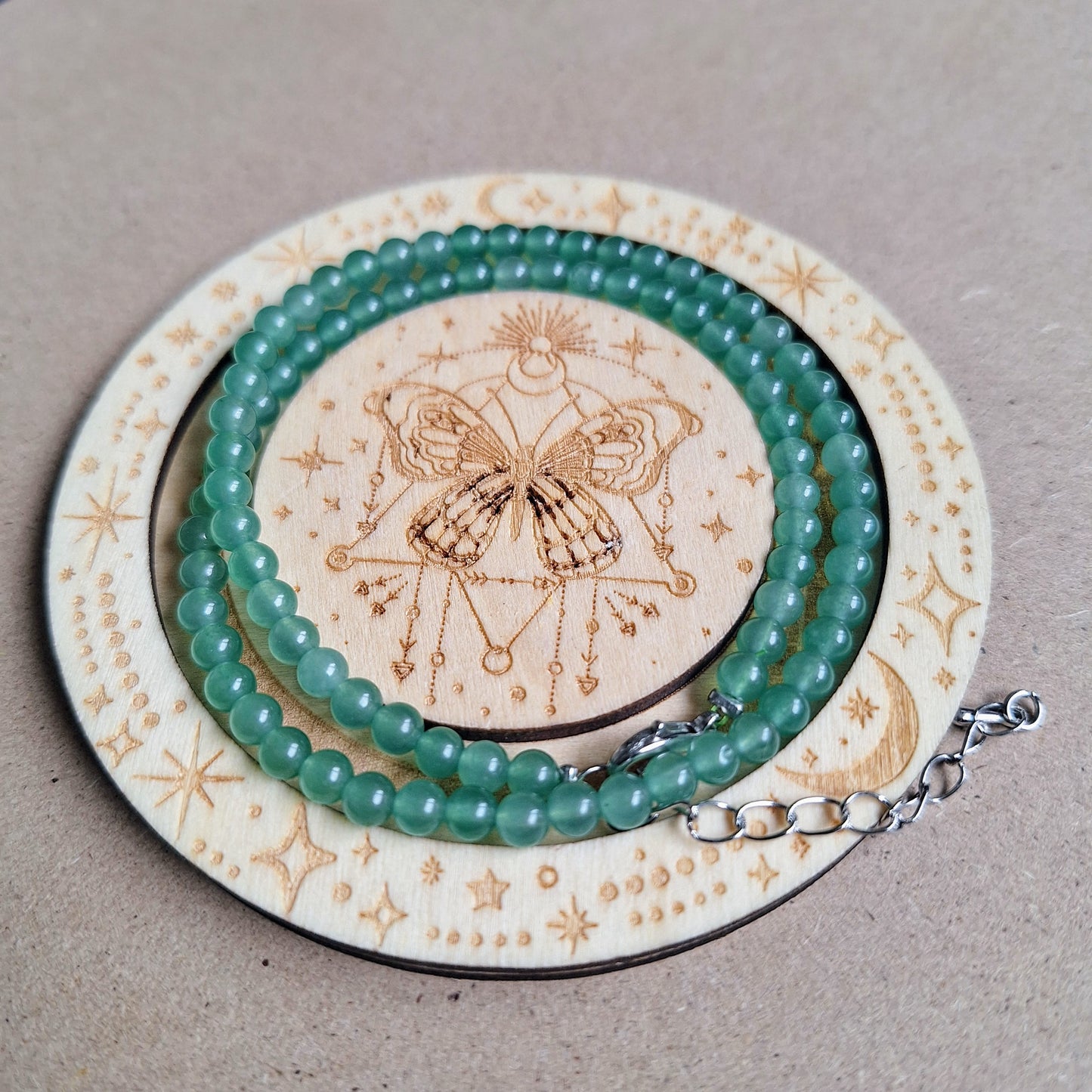 Green Aventurine 4mm bead choker necklace good luck