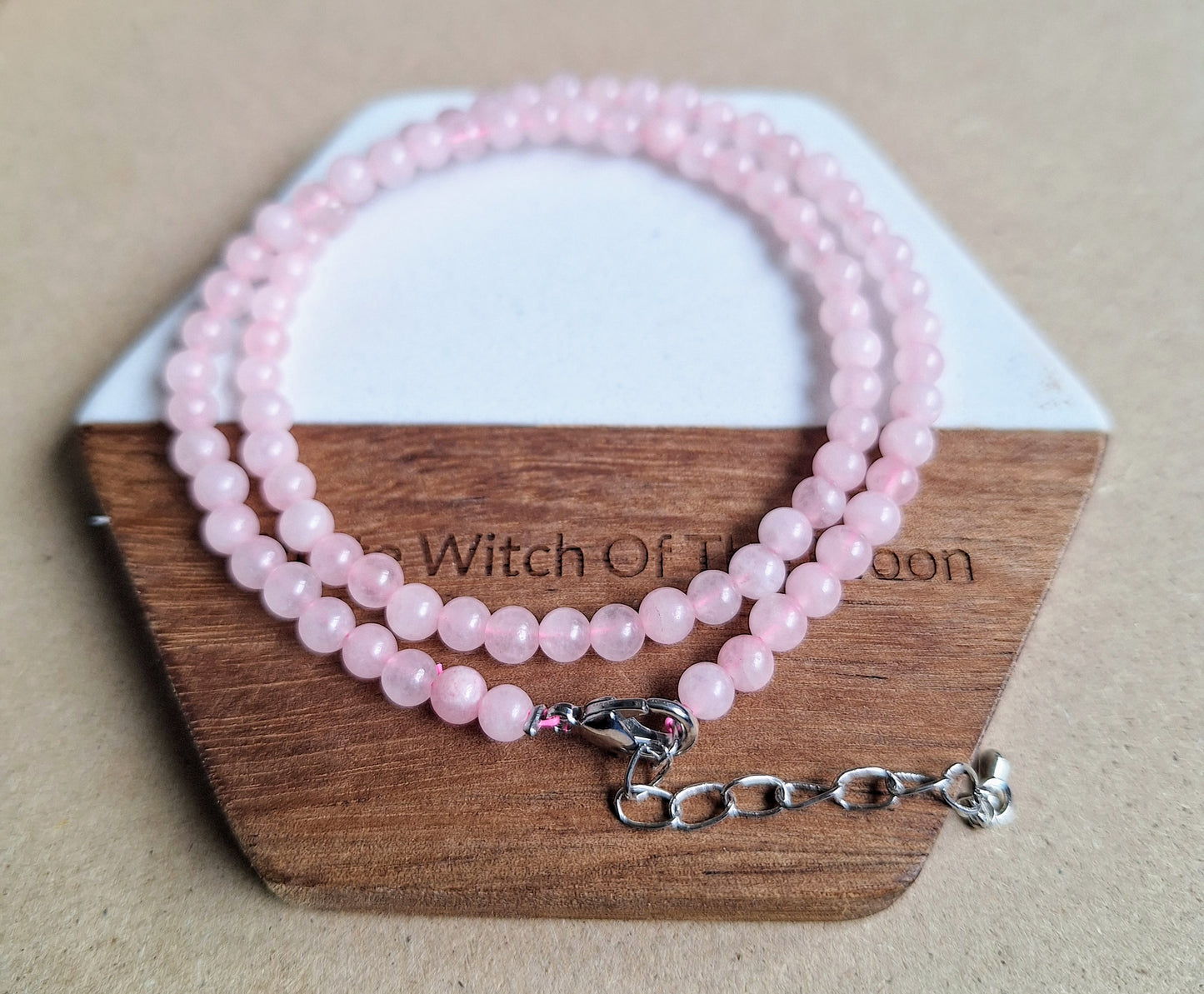 Rose quartz choker or elastic bracelet 4mm beads