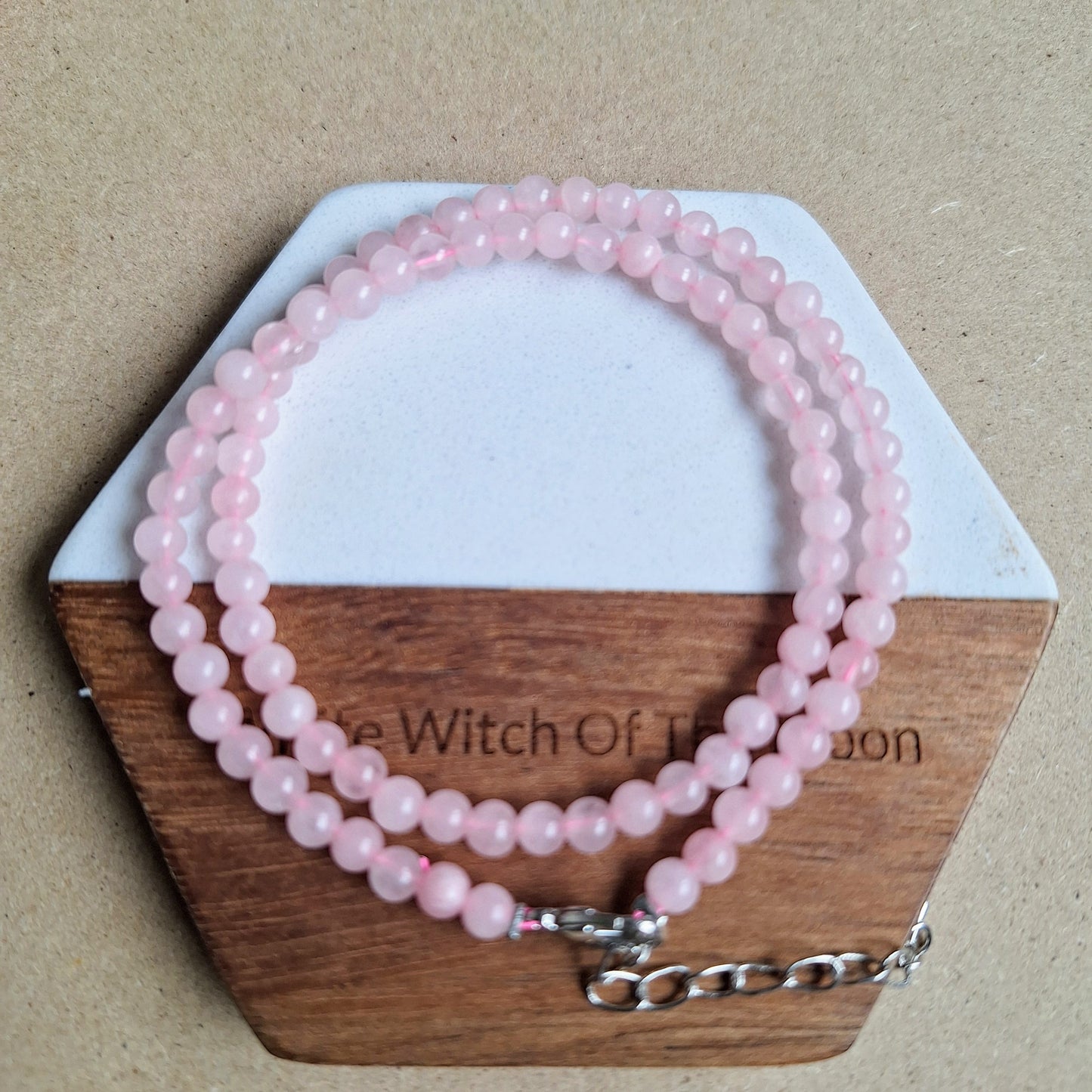 Rose quartz choker or elastic bracelet 4mm beads
