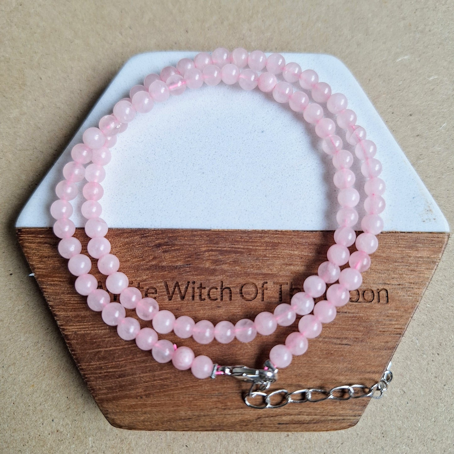 Rose quartz choker or elastic bracelet 4mm beads