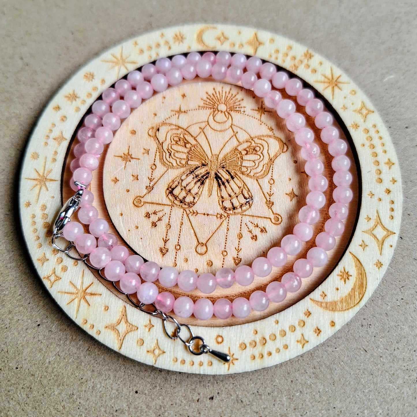 Rose quartz choker or elastic bracelet 4mm beads