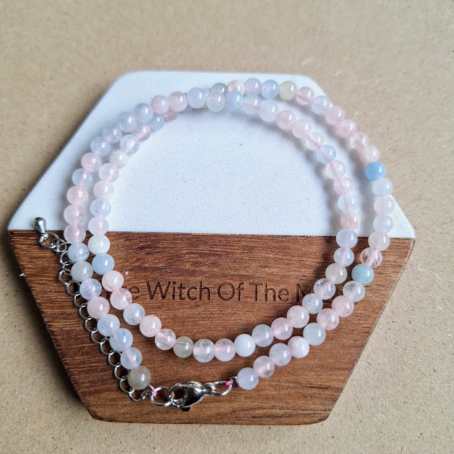 Morganite 4mm choker necklace crystal healing