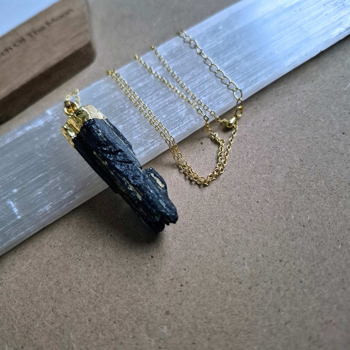 Black Tourmaline Raw Pendant Necklace