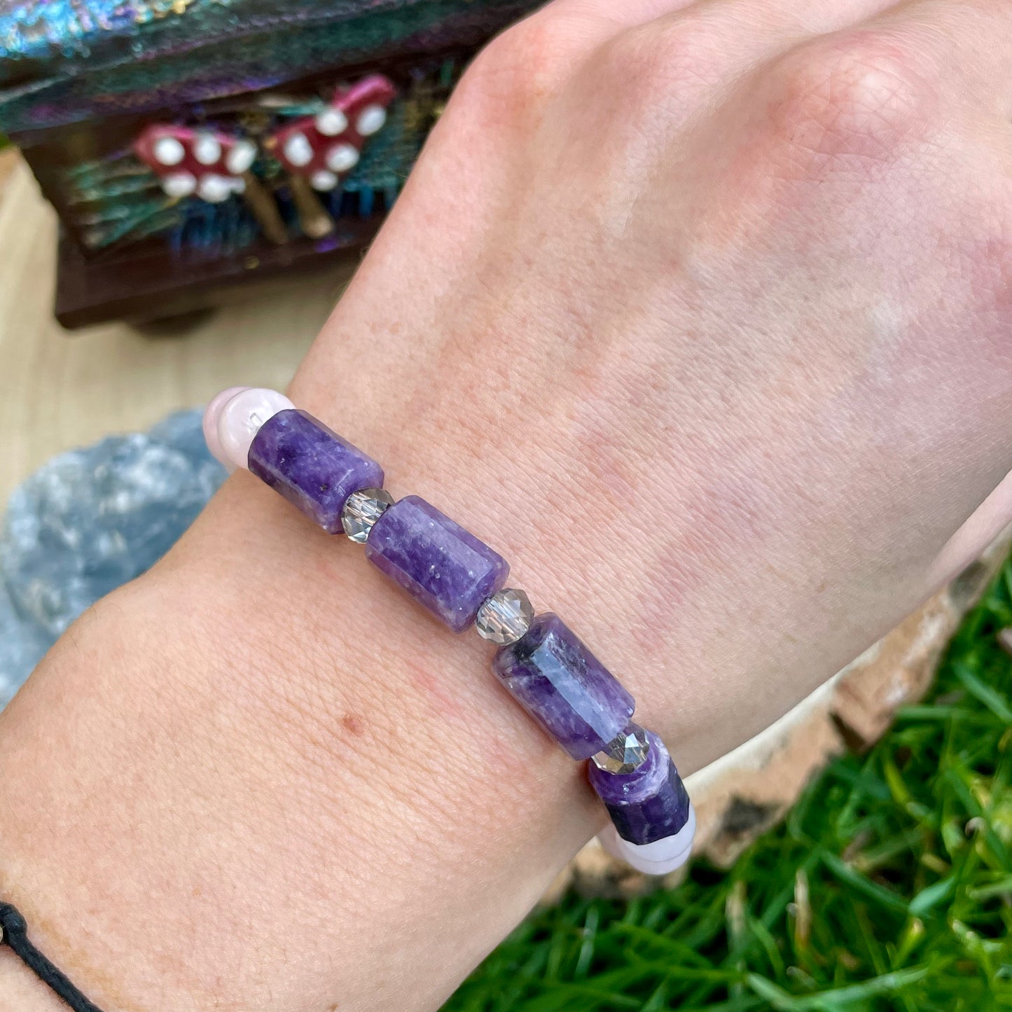 Lepidolite and Rose Quartz Beaded Bracelet πππ