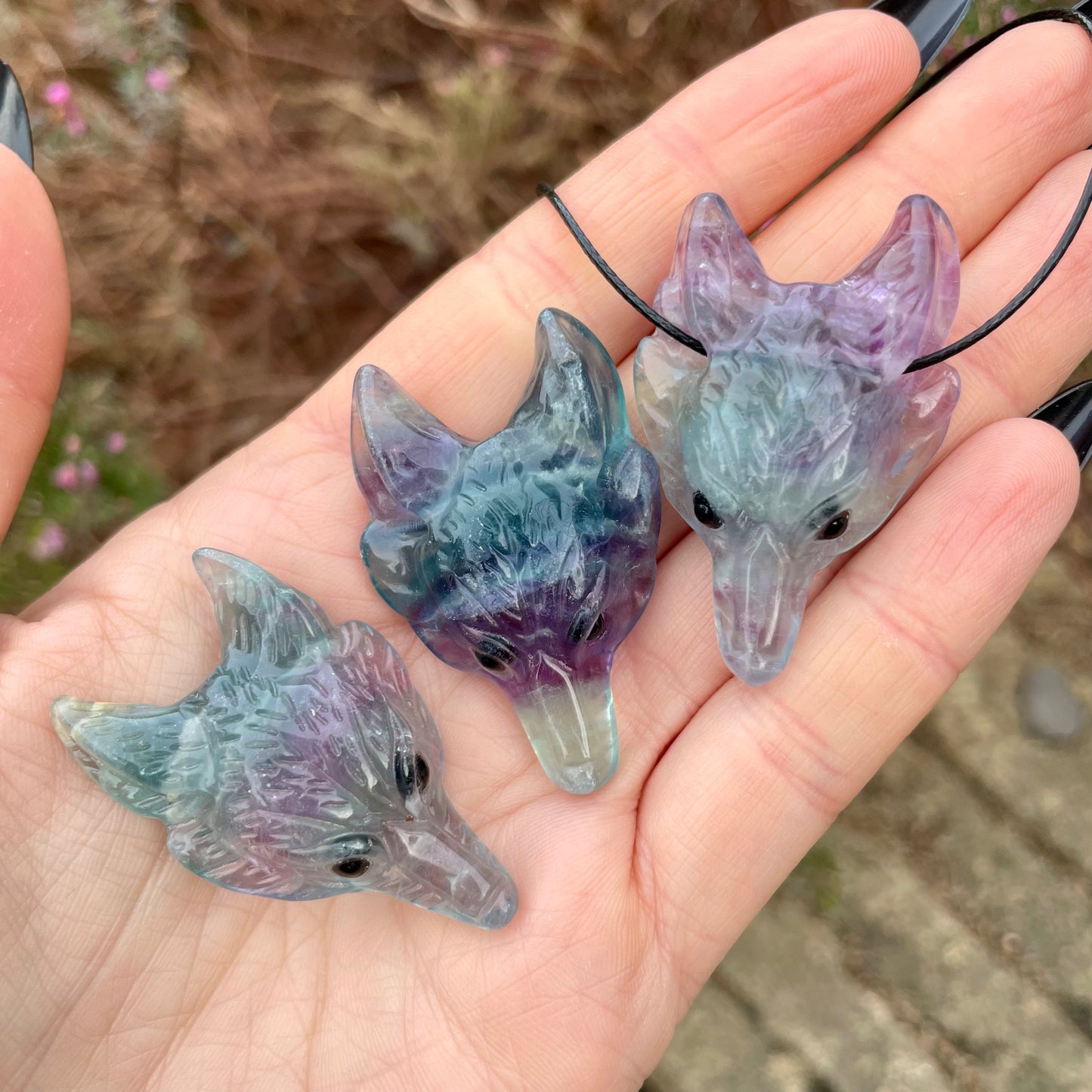 Rainbow Fluorite Wolf Choker Necklace