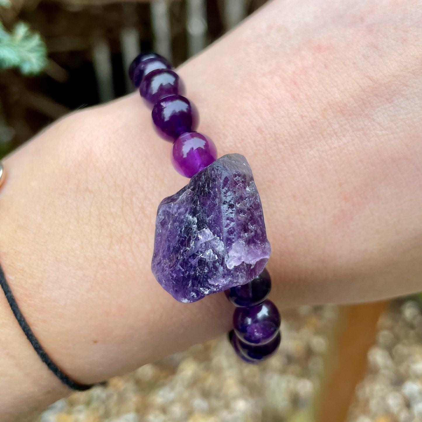 Amethyst Raw Chunk Beaded Bracelet ๐๐ฎ๐