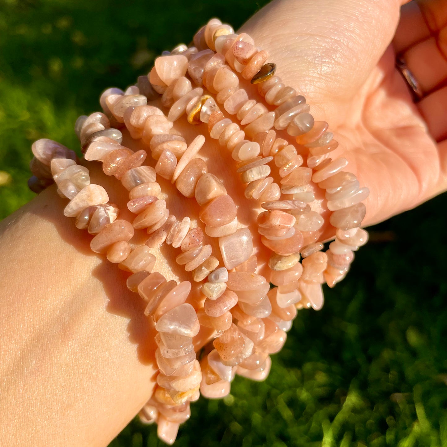Peach Moonstone Chip Bracelets 🧡🧡🧡