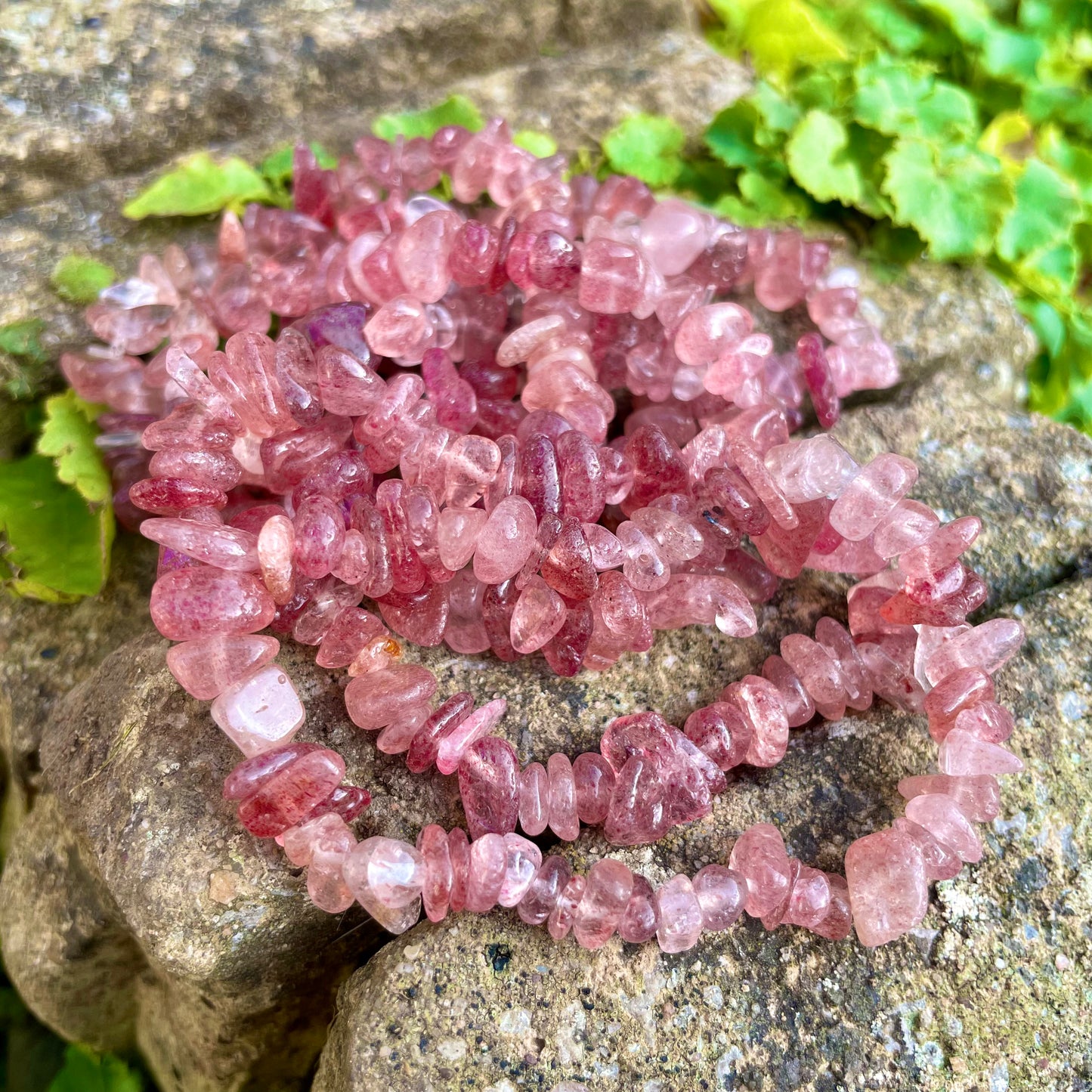 Strawberry Quartz Chip Bracelets πππ