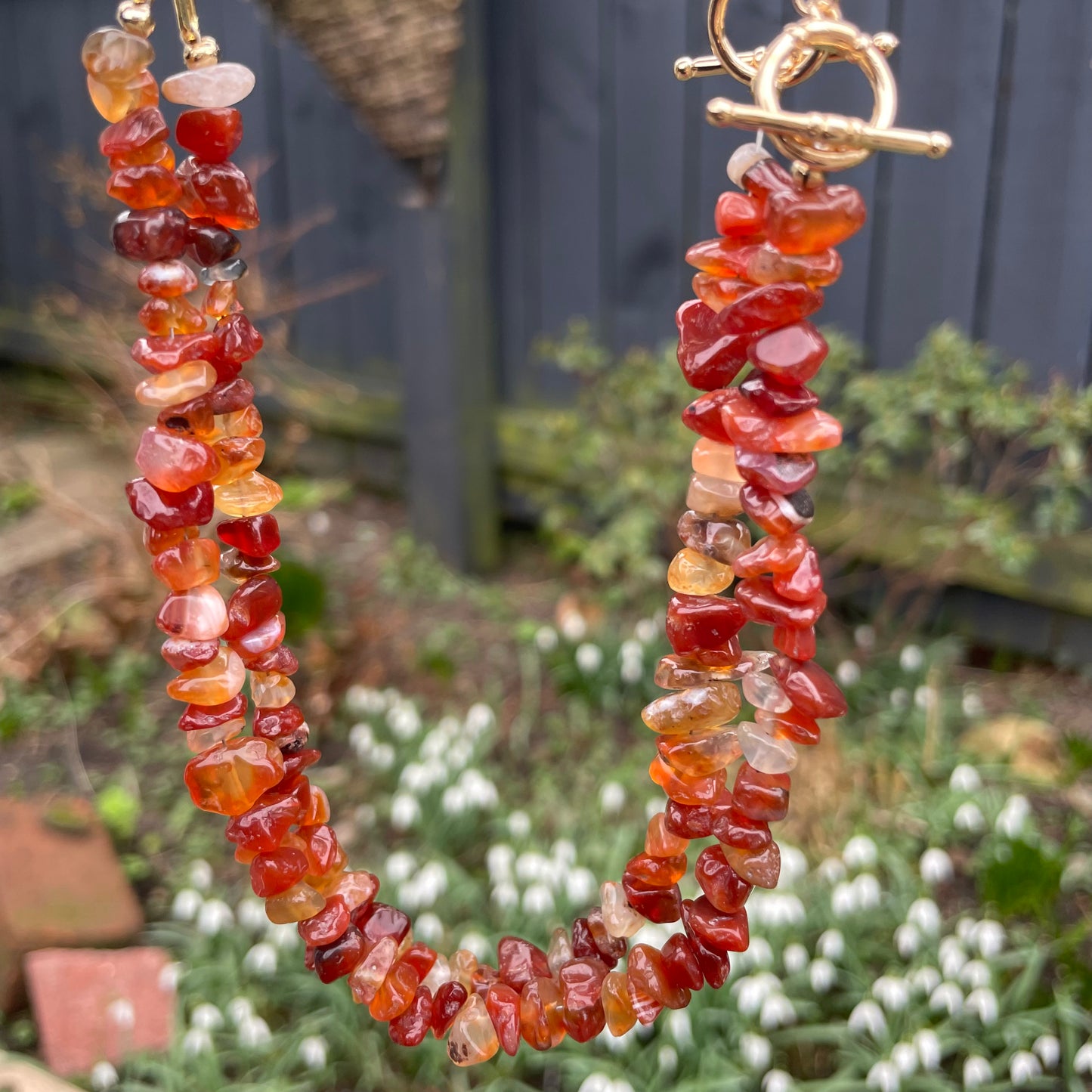 Carnelian Chip Choker Necklace