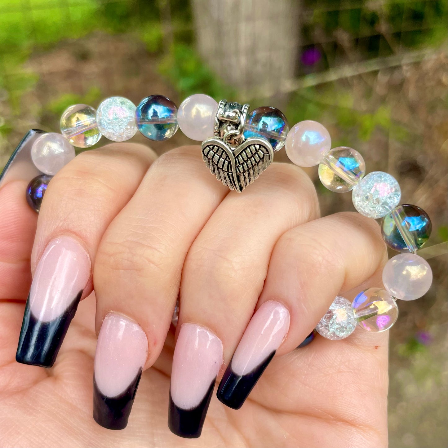 Mixed Aura Quartz Beaded Bracelet 💖✨👑🦋