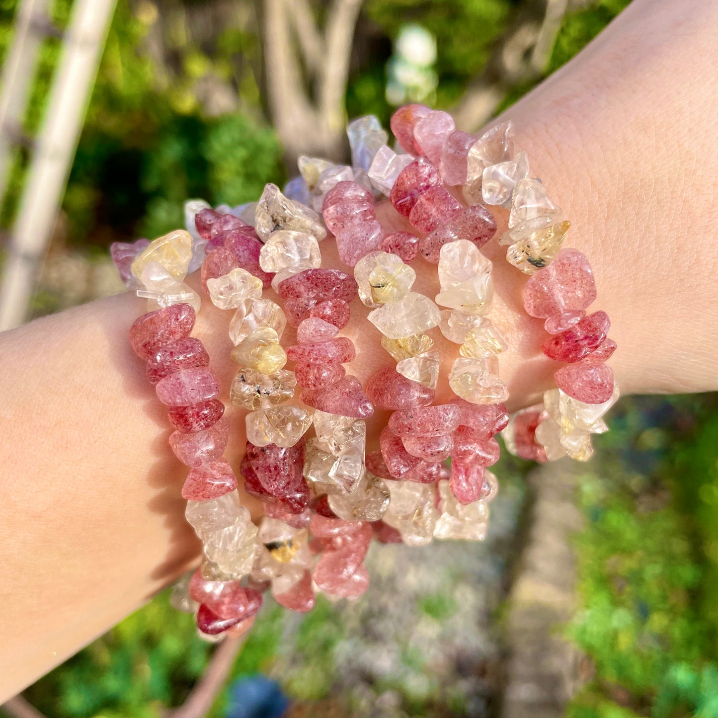Strawberry Quartz and Citrine Chip Bracelets πππ