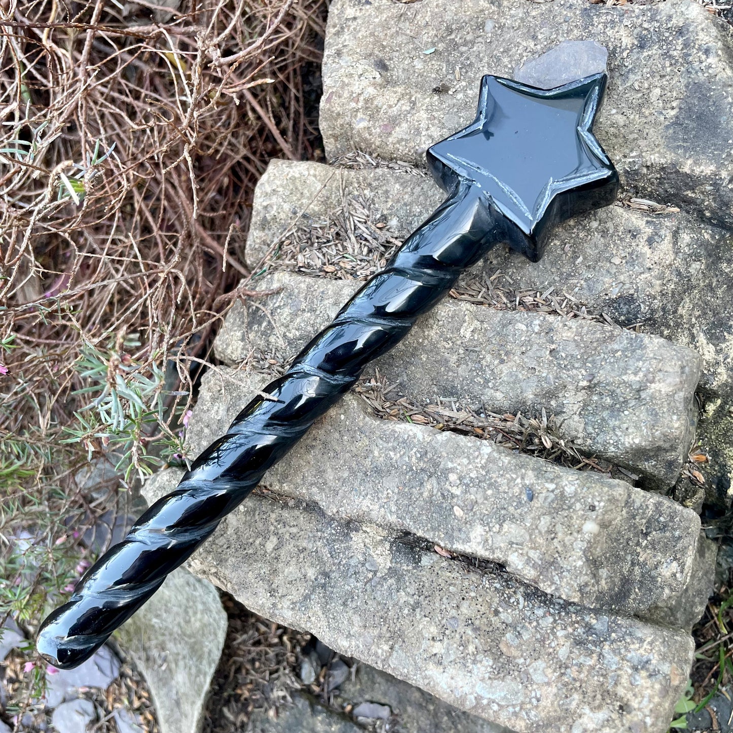 Black Obsidian Star Wand 8 Inches