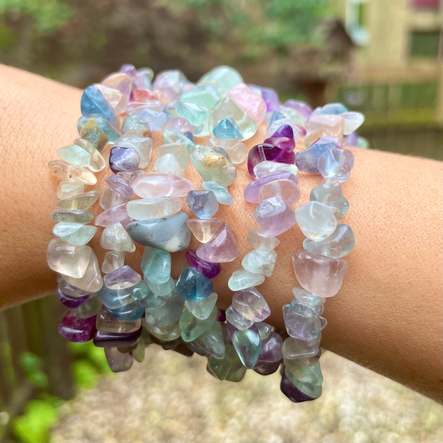 Rainbow Fluorite Chip Bracelets ๐๐