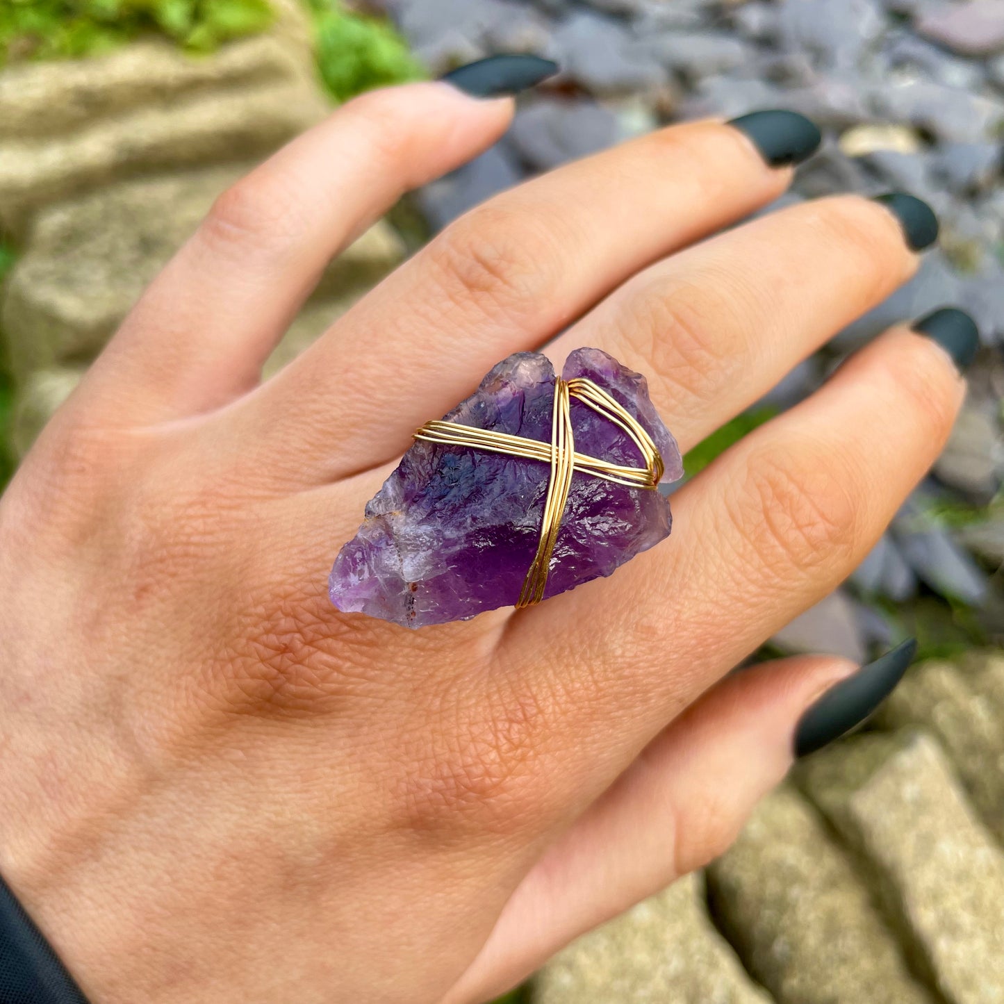 Amethyst Wire Wrapped Arrowhead Rings 🔮🌙✨