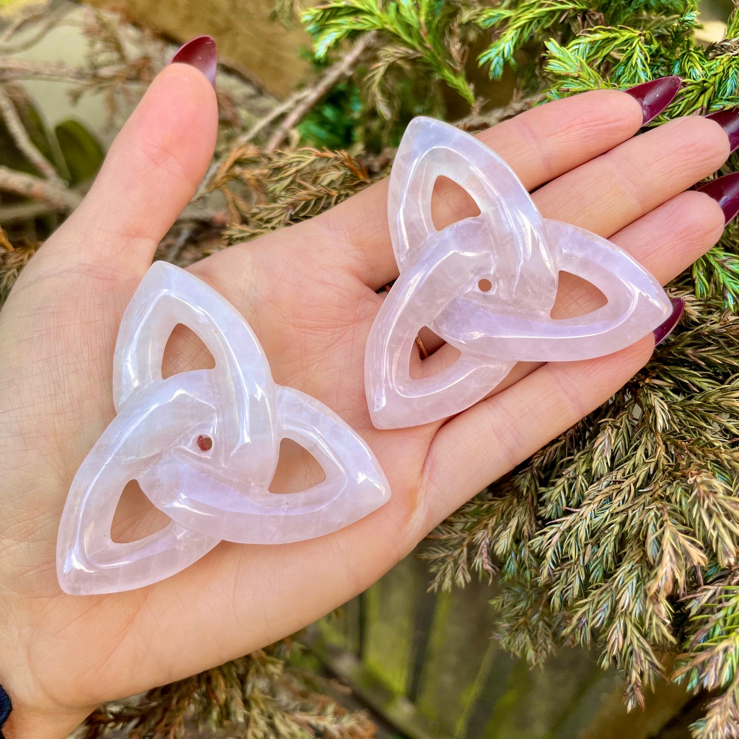 Rose Quartz Triquetra Gua Sha Massager 💗☘️🌸