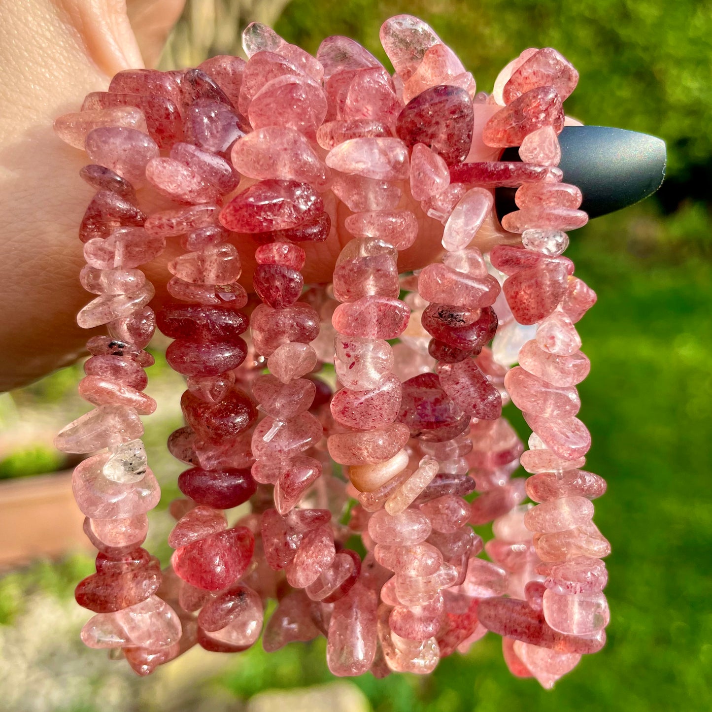 Strawberry Quartz Chip Bracelets πππ