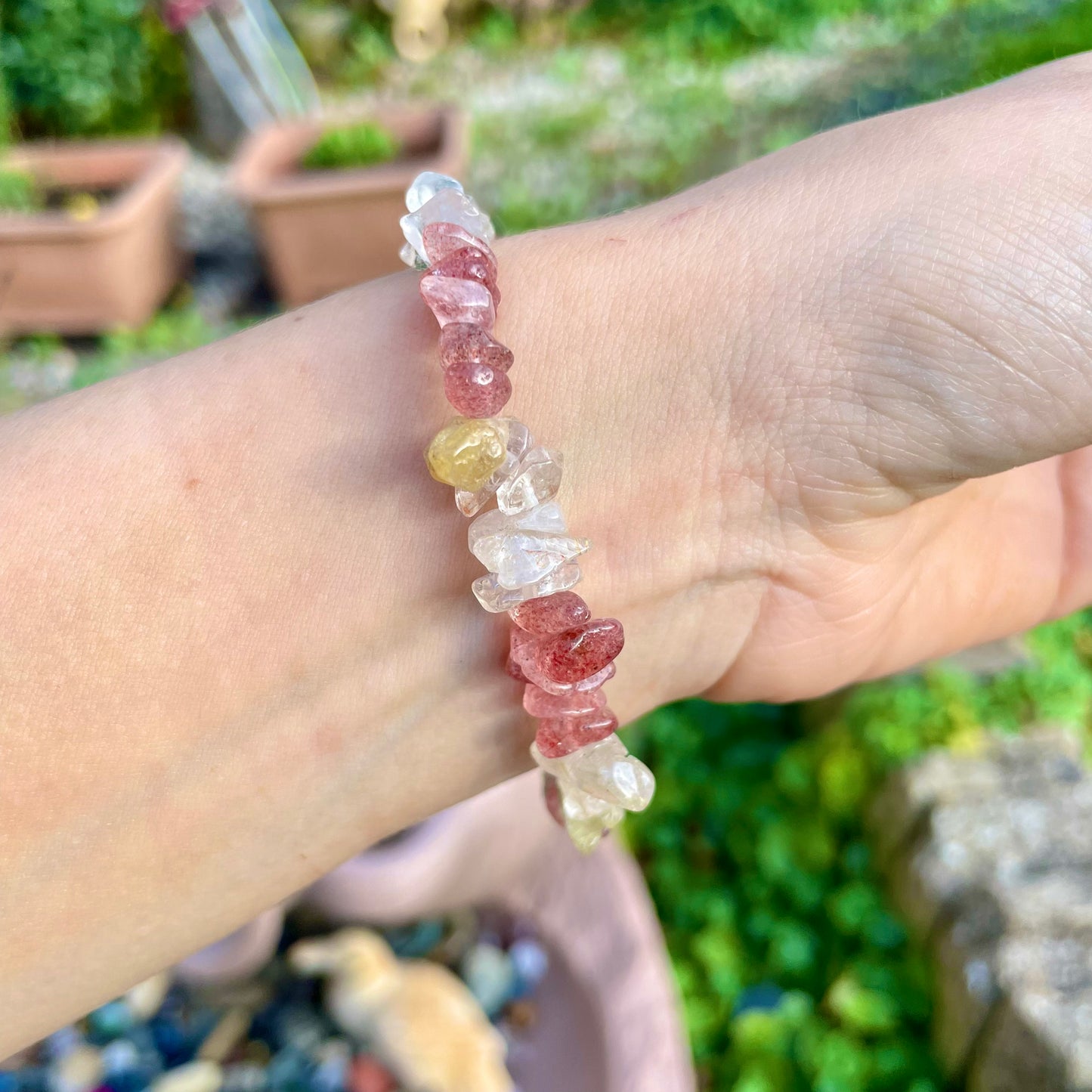 Strawberry Quartz and Citrine Chip Bracelets πππ