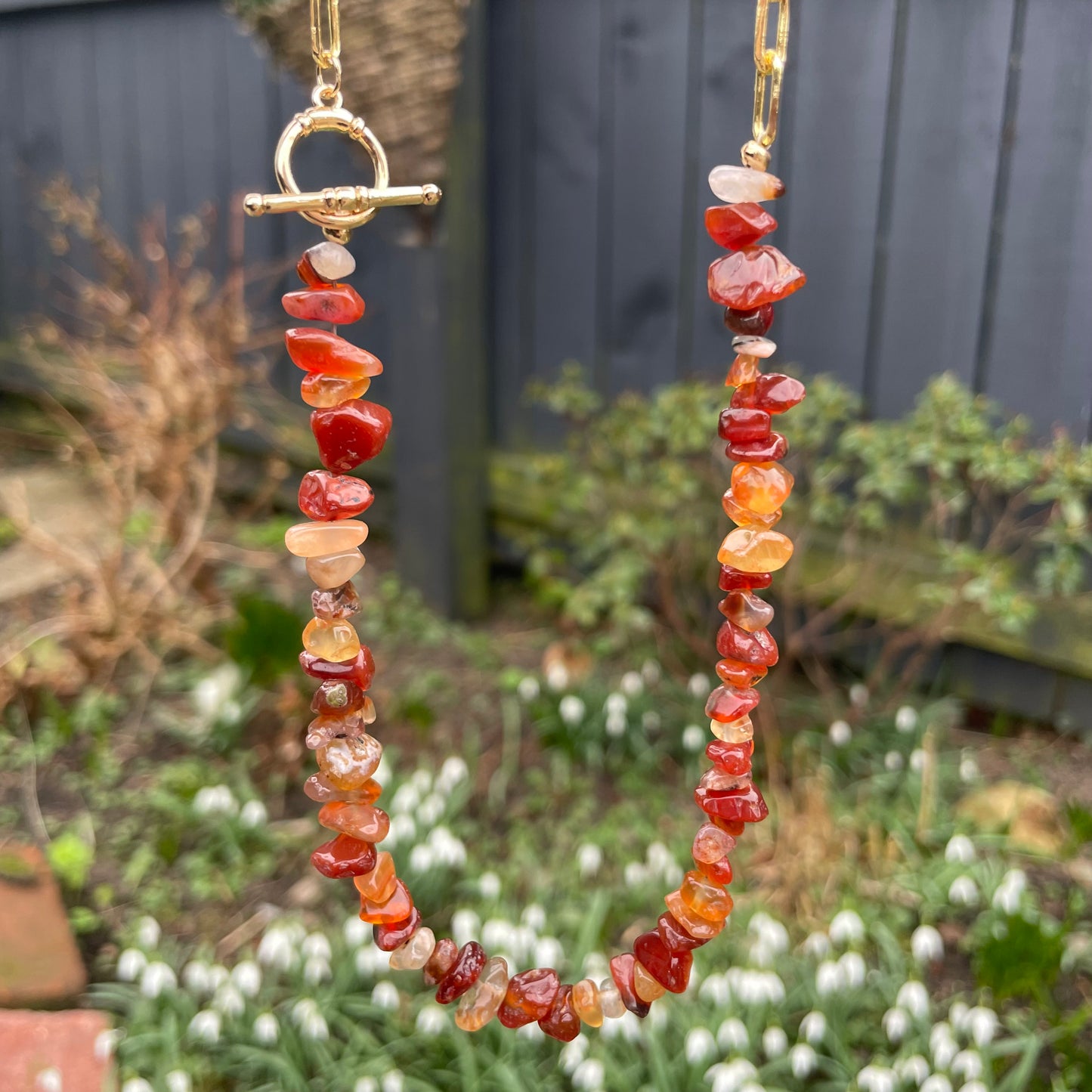 Carnelian Chip Choker Necklace