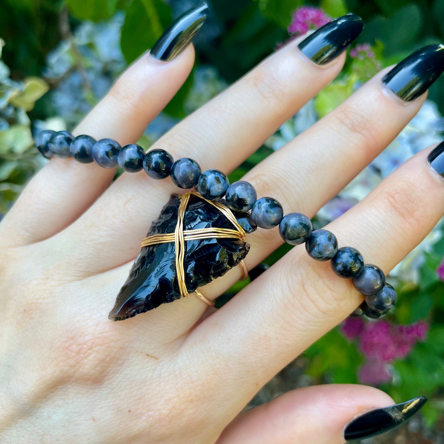 Indigo Gabbro (Mystic Merlinite) 6mm Stone Beaded Bracelet 🌚👽