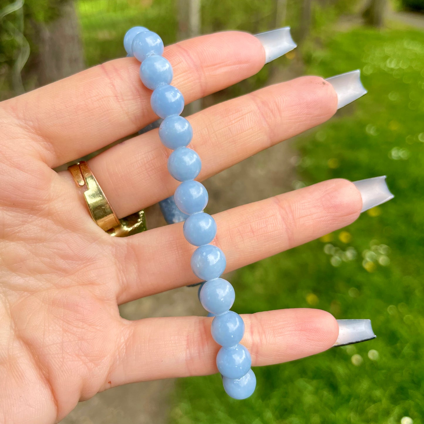 Angelite and Raw Celestite Beaded Bracelet 😇💎✨
