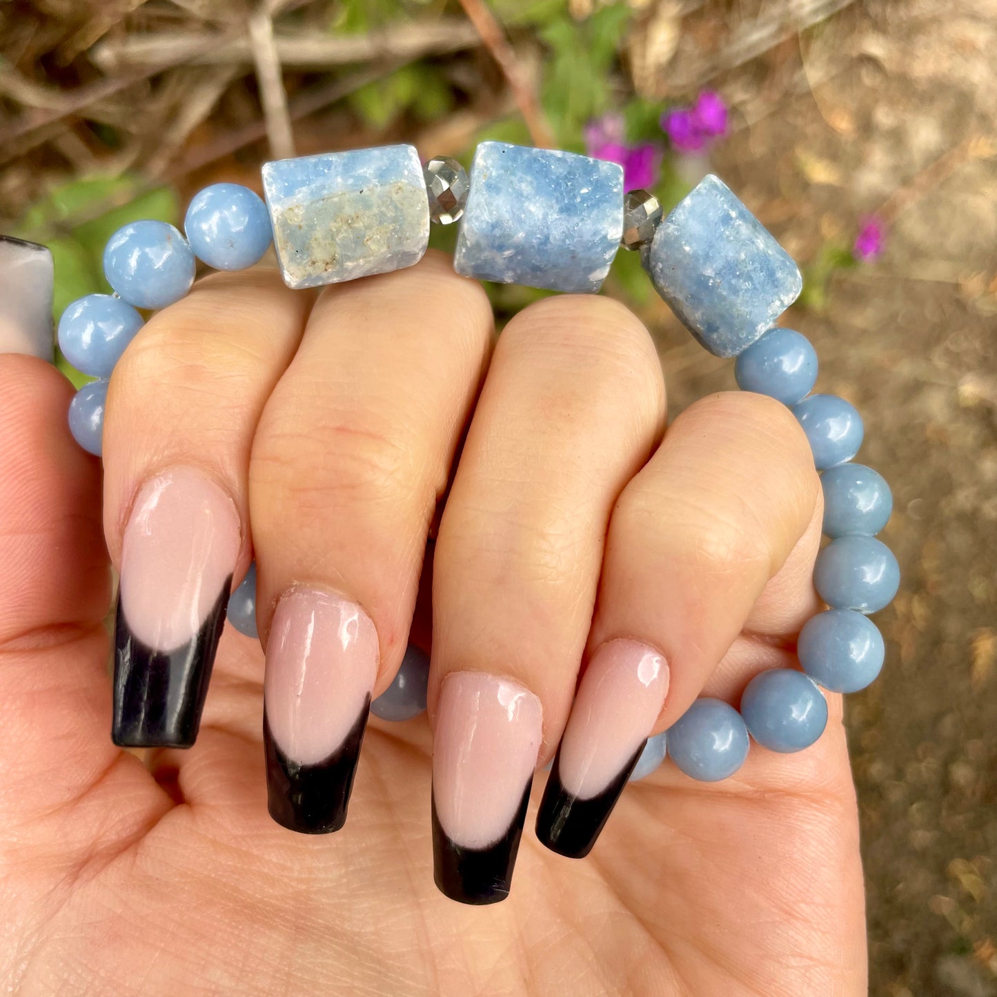 Angelite and Raw Celestite Beaded Bracelet 😇💎✨