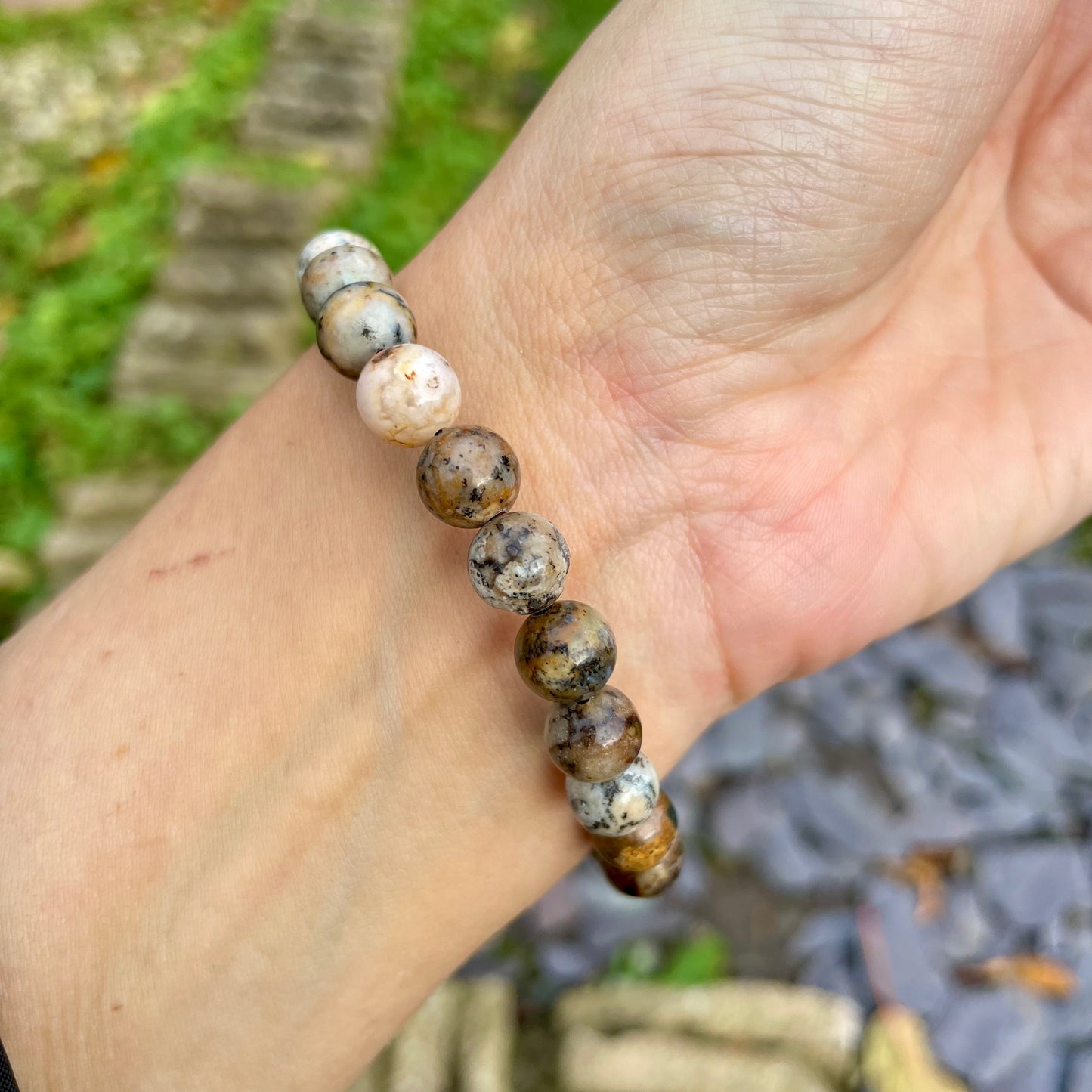 Merlinite 8mm Stone Beaded Bracelet 🤎🤍