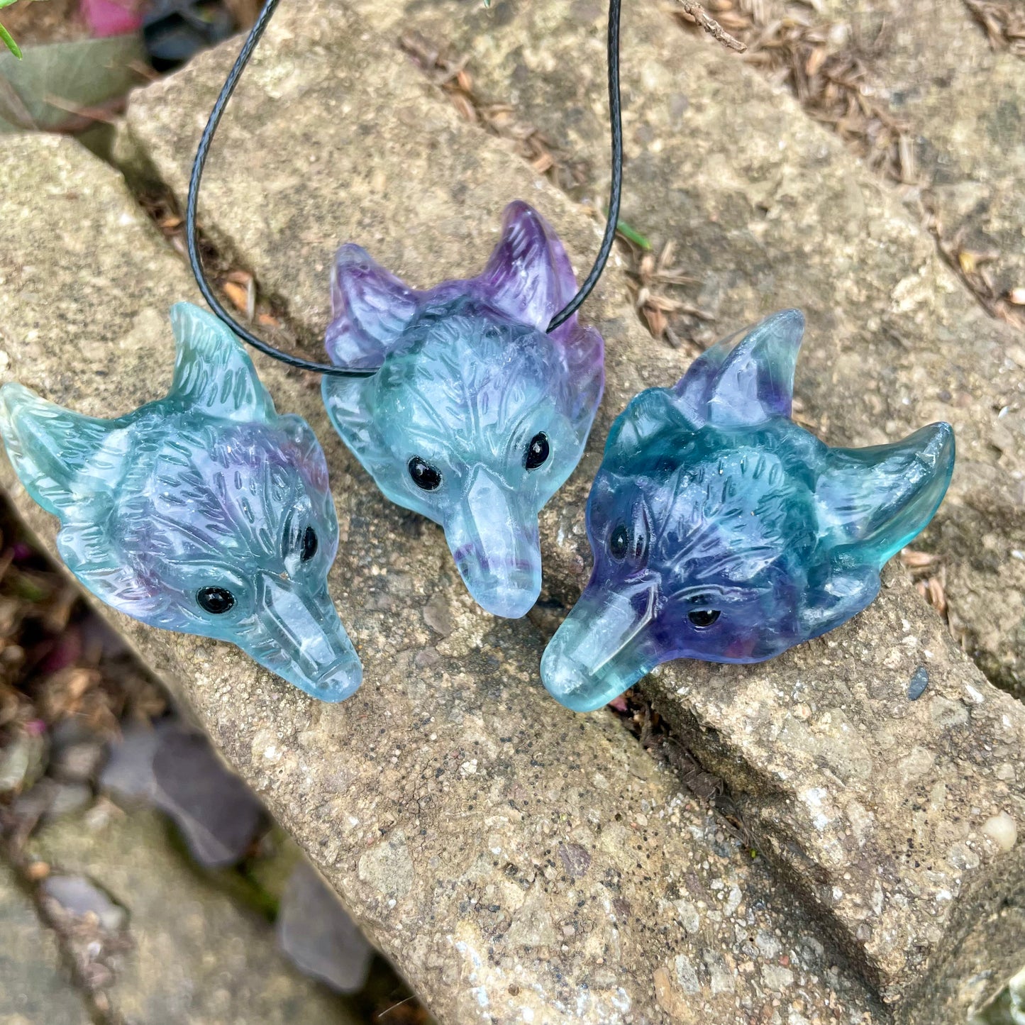Rainbow Fluorite Wolf Choker Necklace