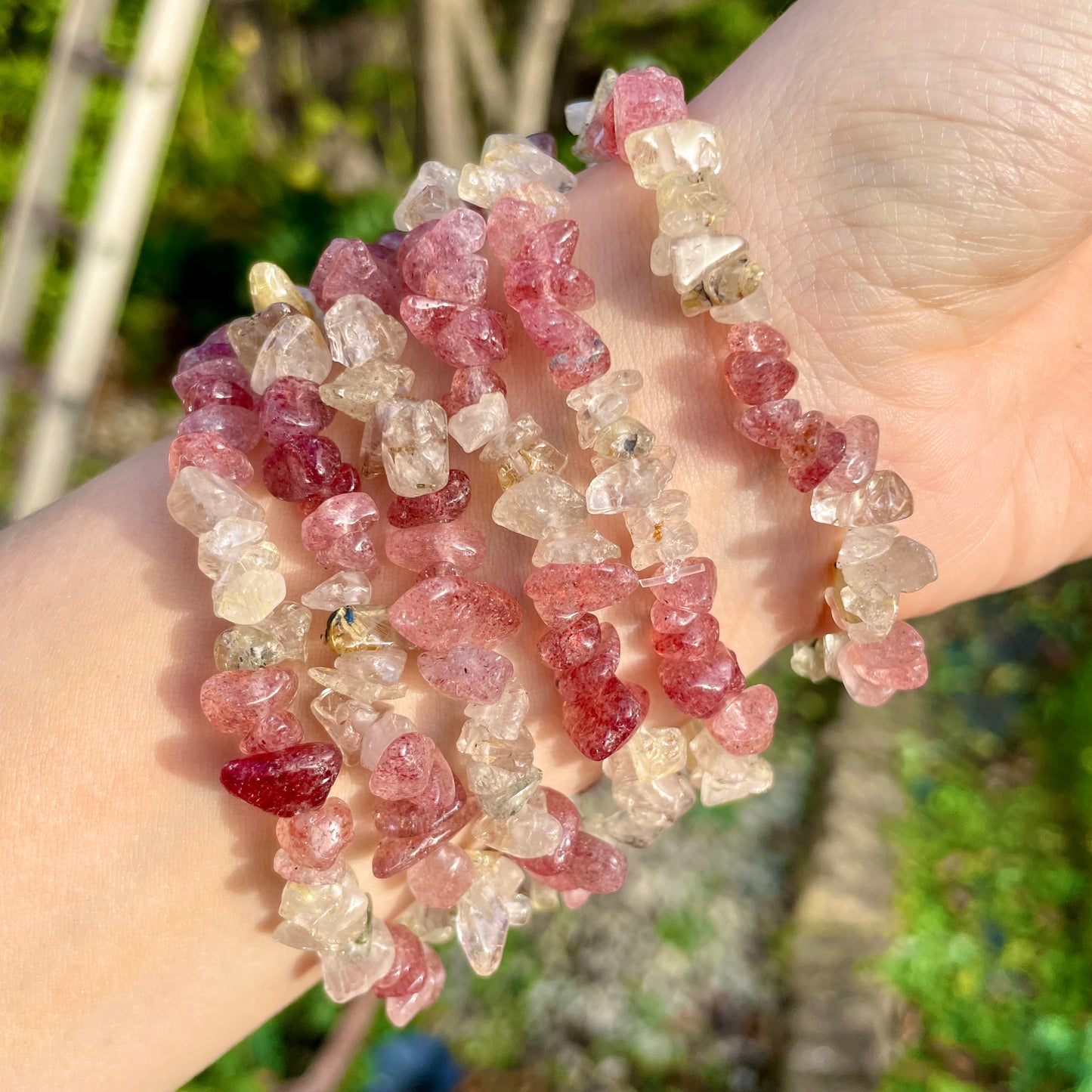 Strawberry Quartz and Citrine Chip Bracelets πππ