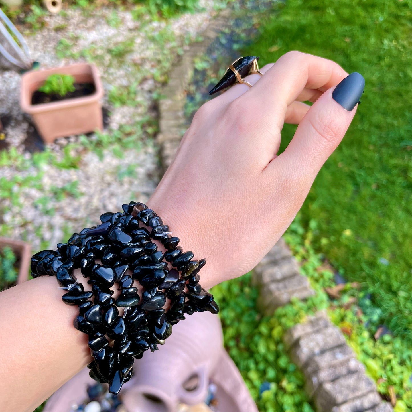 Black Obsidian Chip Bracelets 🖤🖤🖤