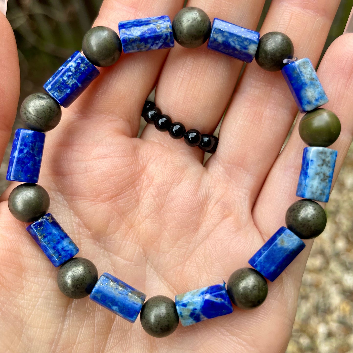 Lapis Lazuli and Pyrite Beaded Bracelet 💙💫