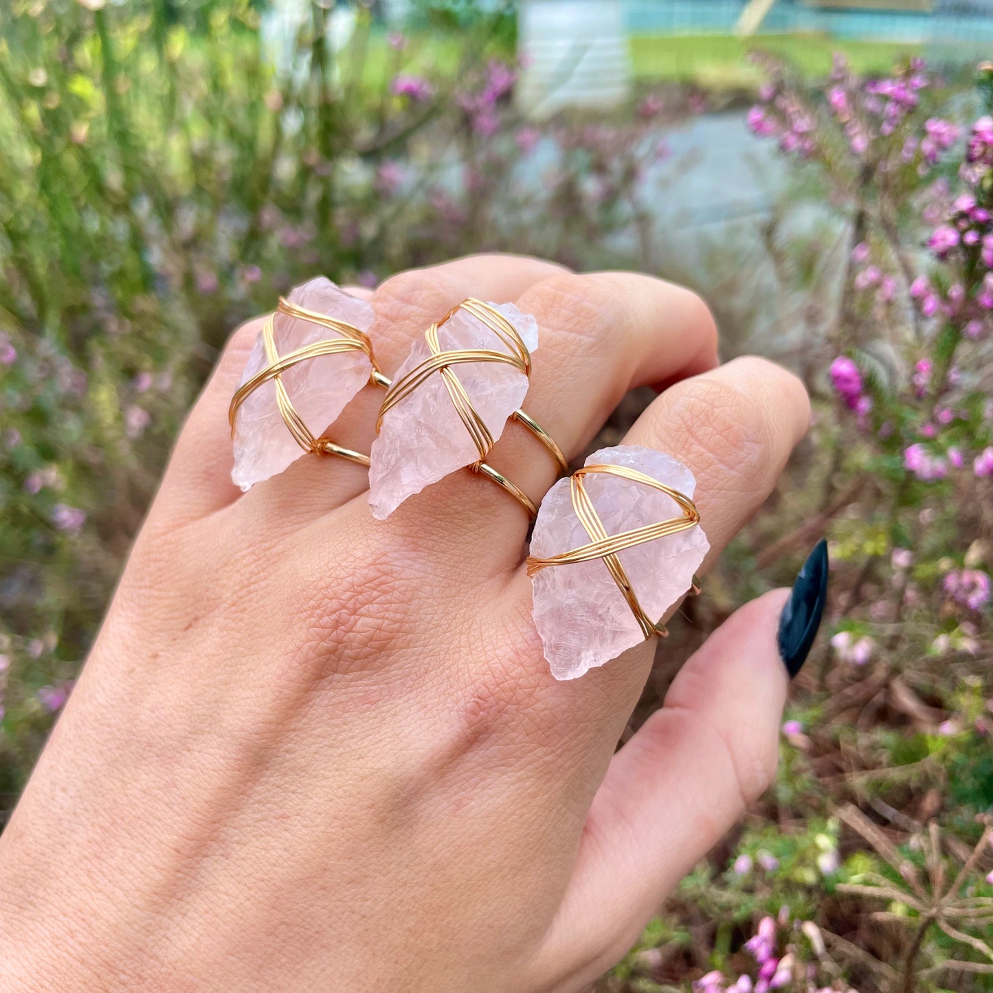 Rose Quartz Wire Wrapped Arrowhead Rings ππβ¨