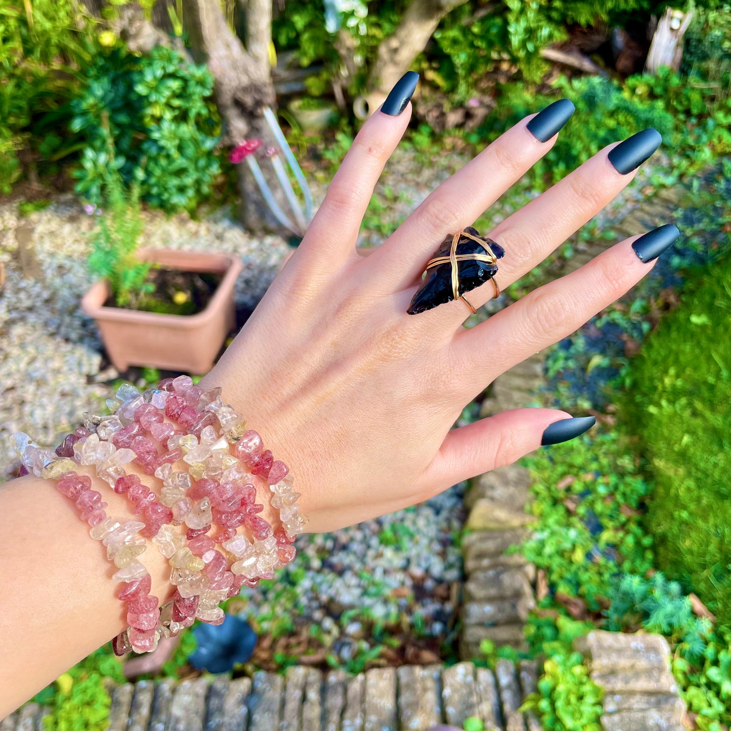 Strawberry Quartz and Citrine Chip Bracelets πππ