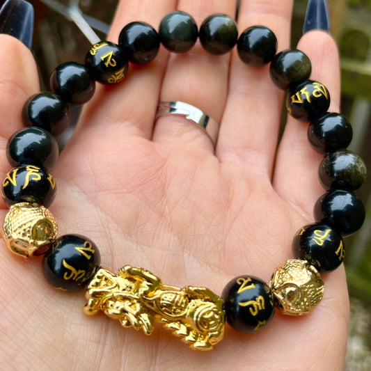 Black Obsidian Pixiu Feng Shui Beaded Bracelet 🐉🖤