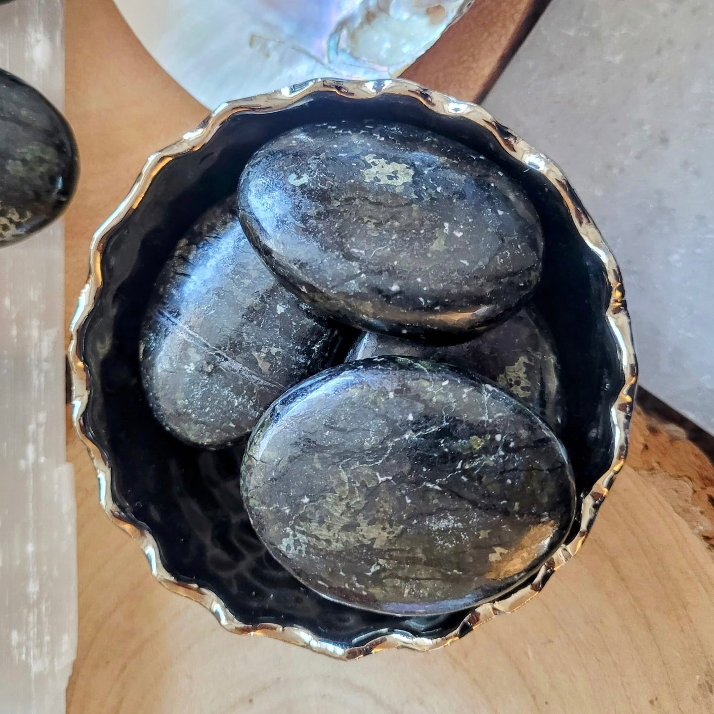Nuummite Palm Stones 5-6cm