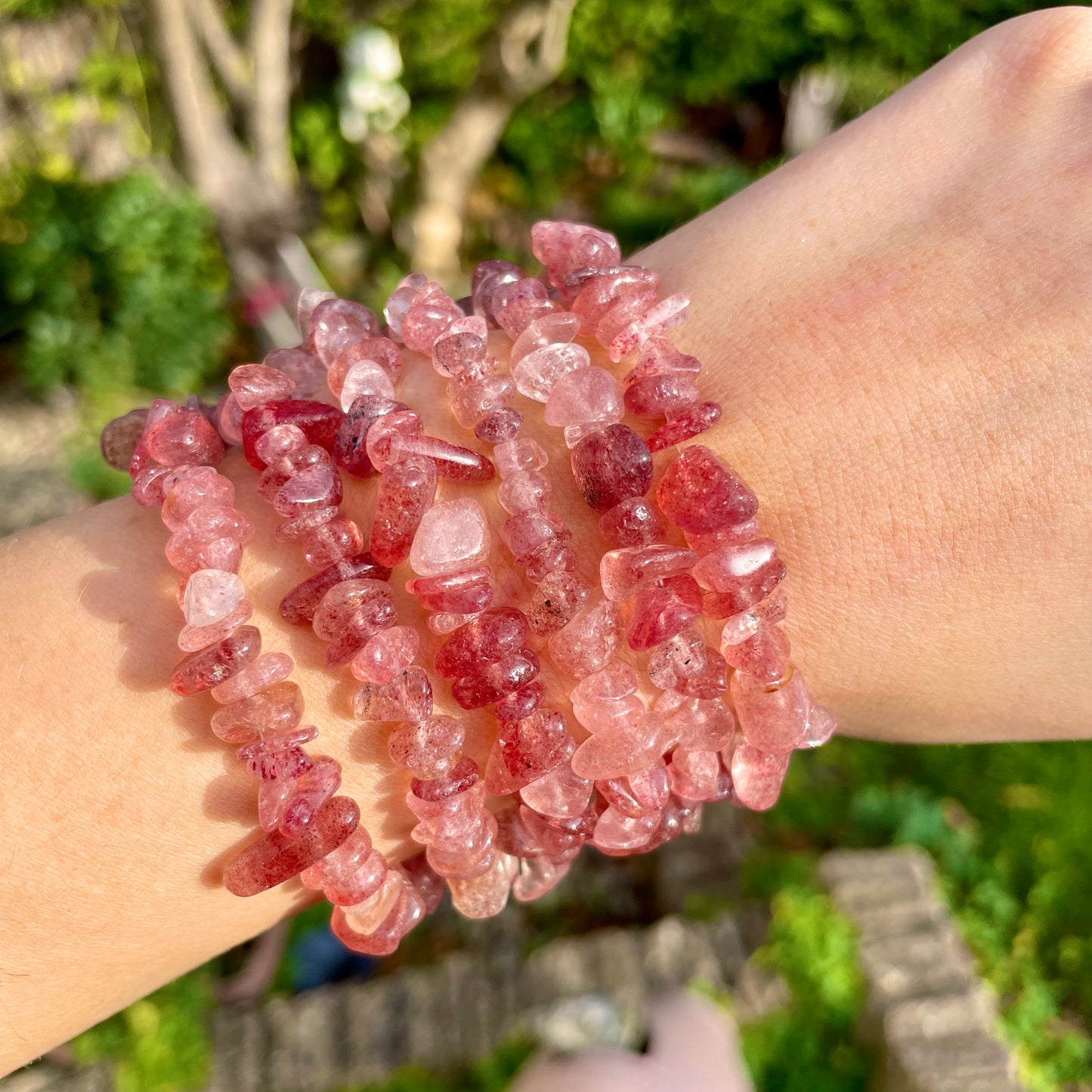 Strawberry Quartz Chip Bracelets πππ