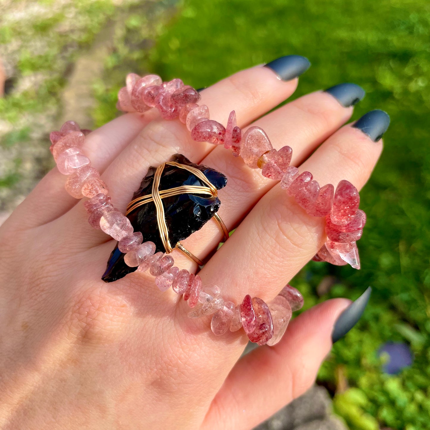 Strawberry Quartz Chip Bracelets πππ