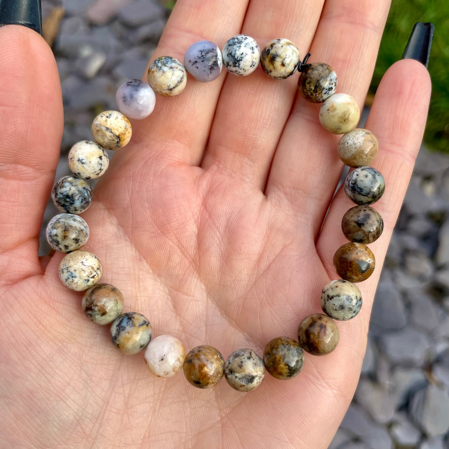 Merlinite 8mm Stone Beaded Bracelet 🤎🤍