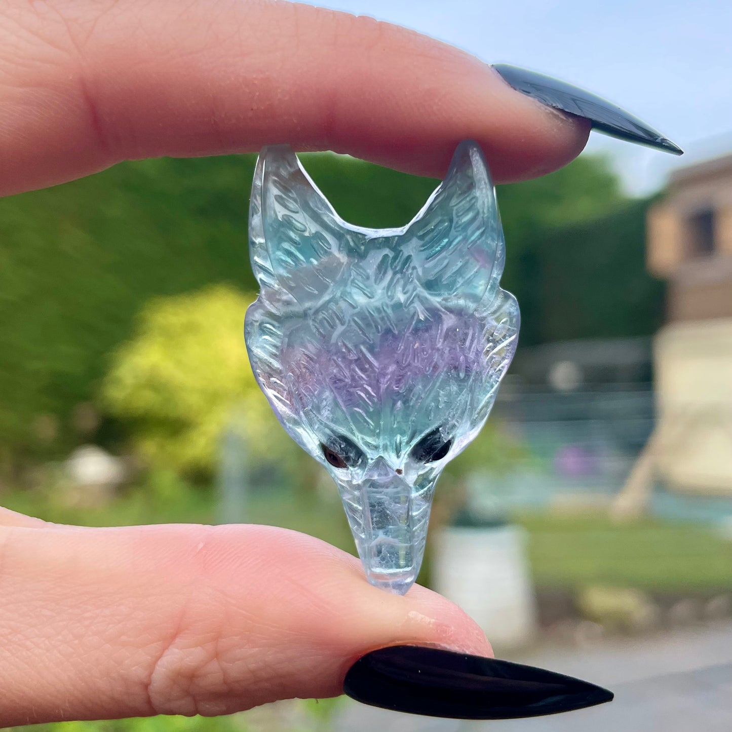 Rainbow Fluorite Wolf Choker Necklace