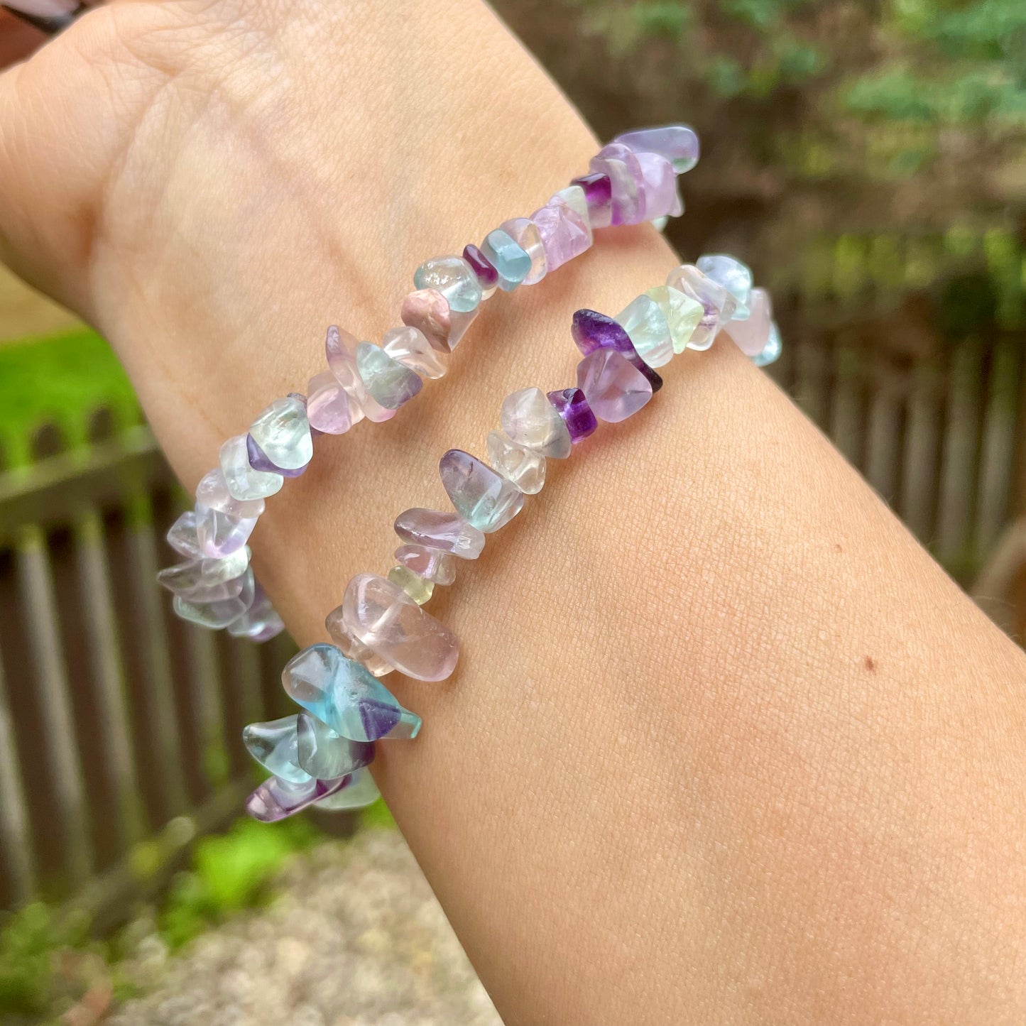 Rainbow Fluorite Chip Bracelets ๐๐
