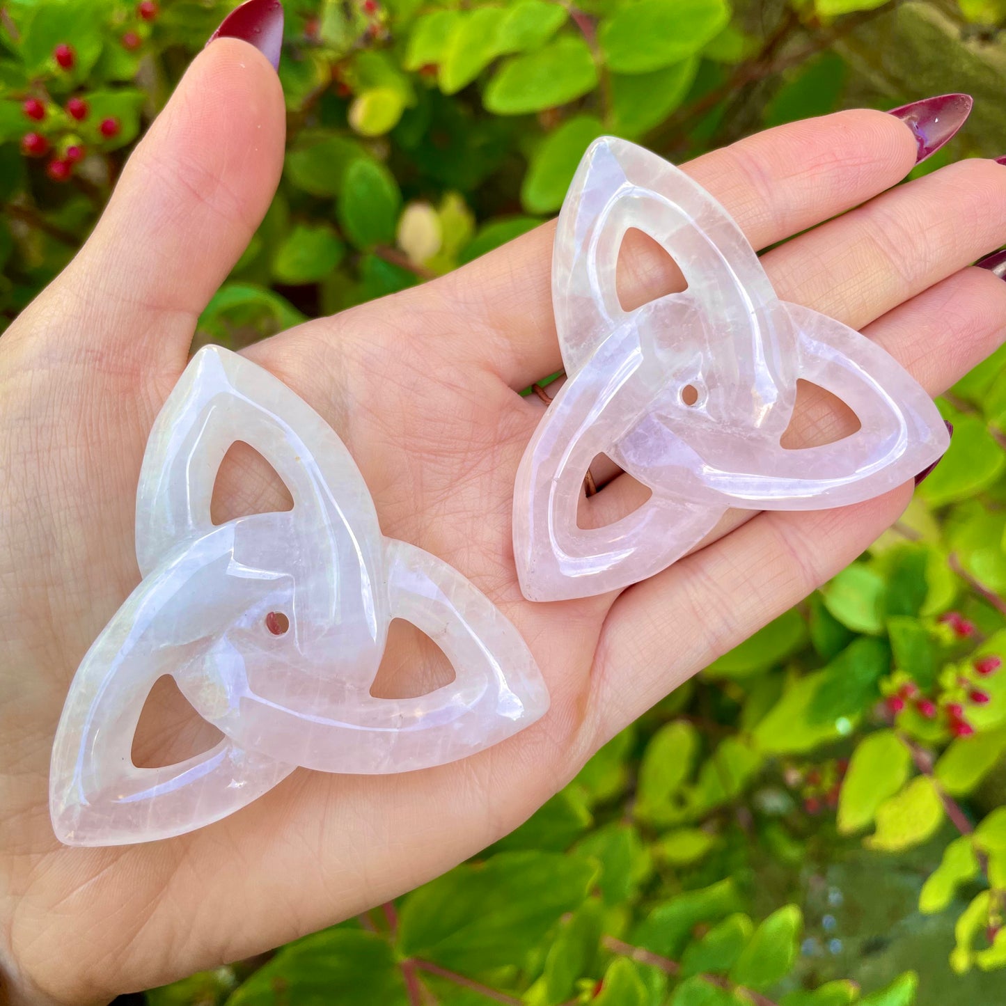 Rose Quartz Triquetra Gua Sha Massager 💗☘️🌸