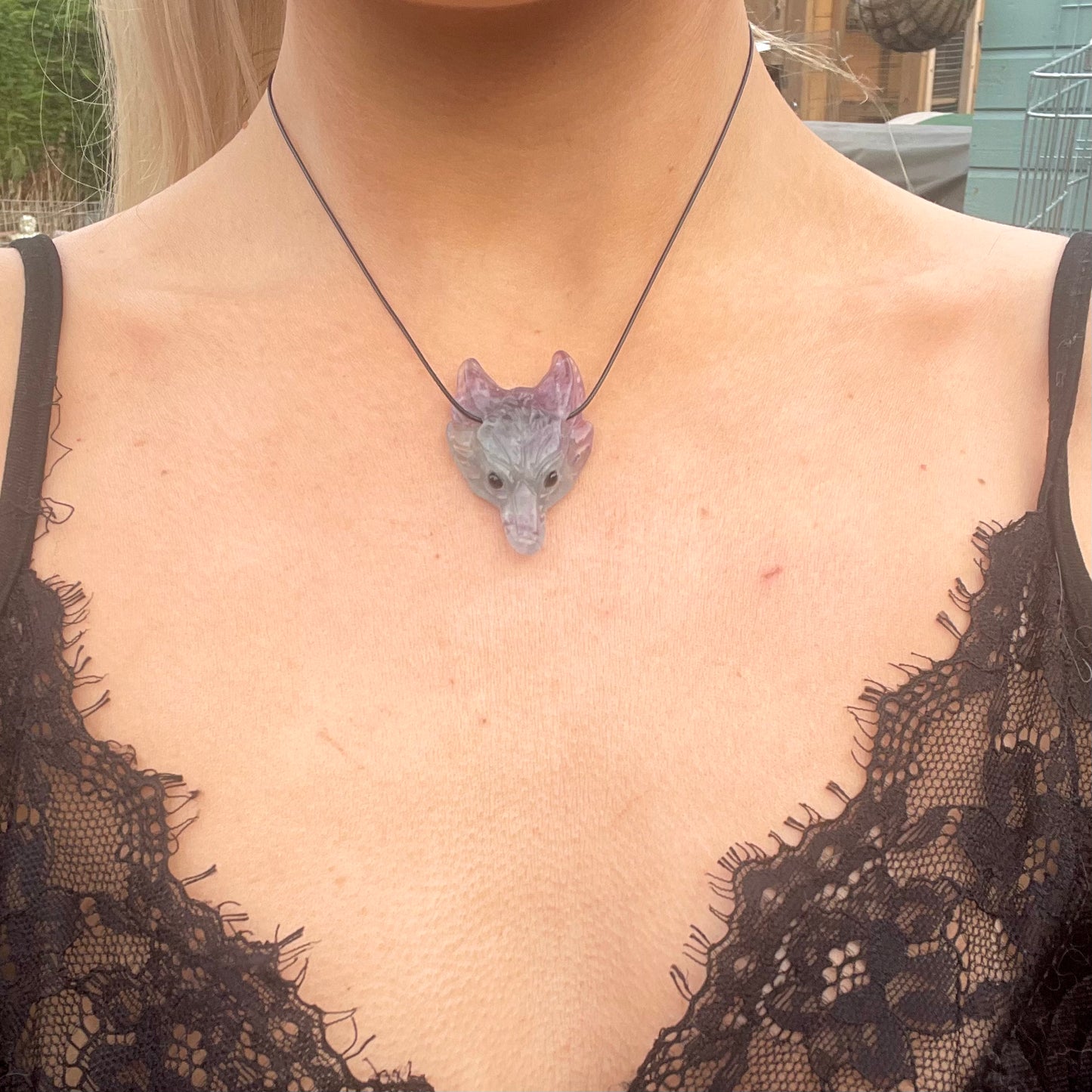 Rainbow Fluorite Wolf Choker Necklace