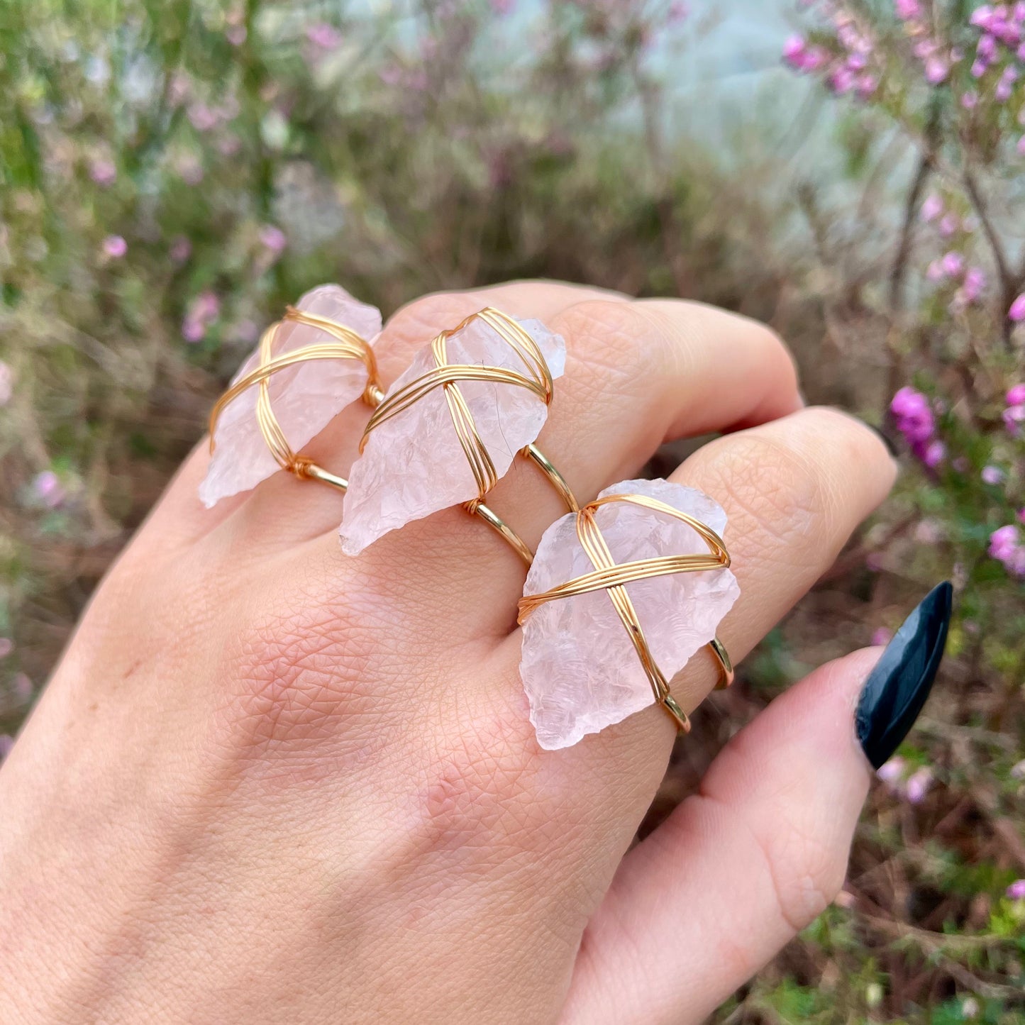 Rose Quartz Wire Wrapped Arrowhead Rings ππβ¨
