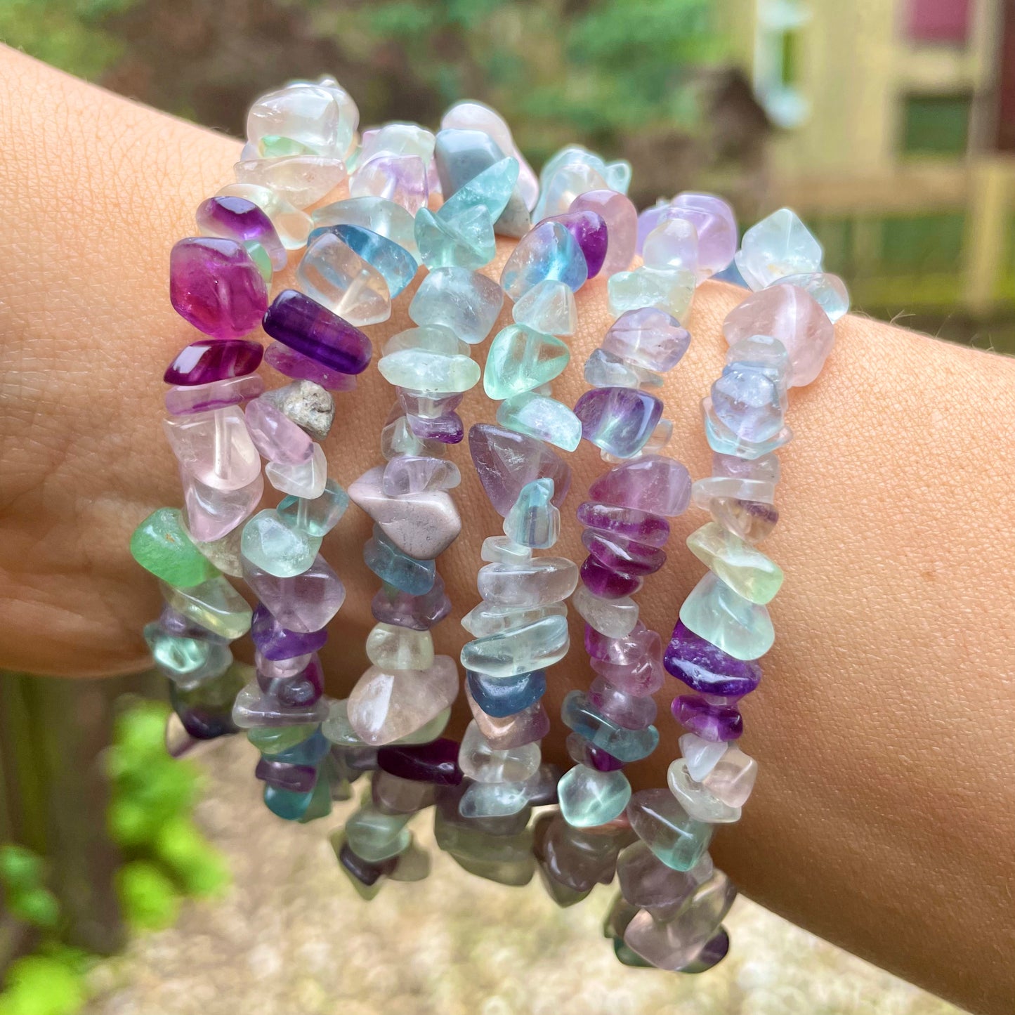 Rainbow Fluorite Chip Bracelets ๐๐