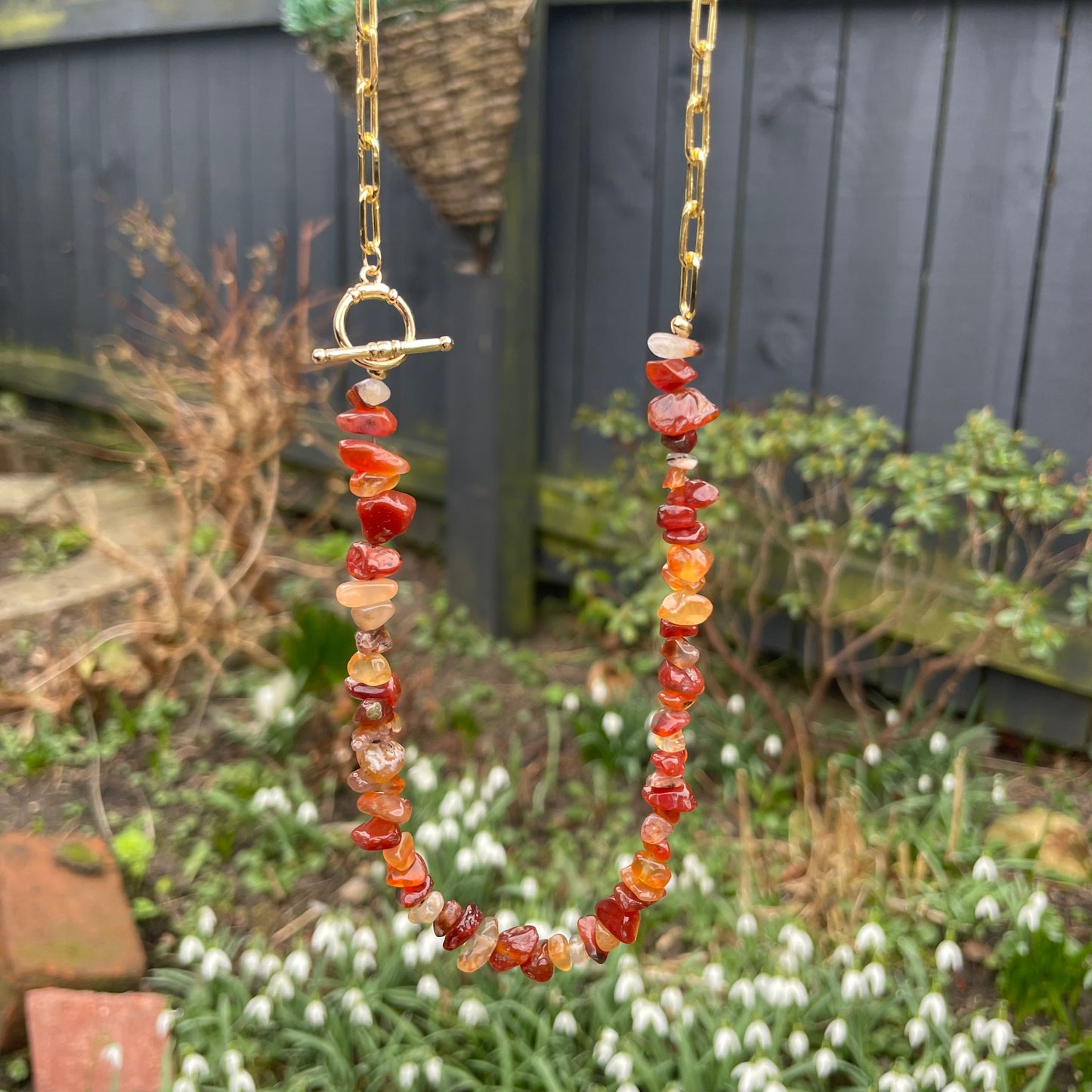 Carnelian Chip Choker Necklace